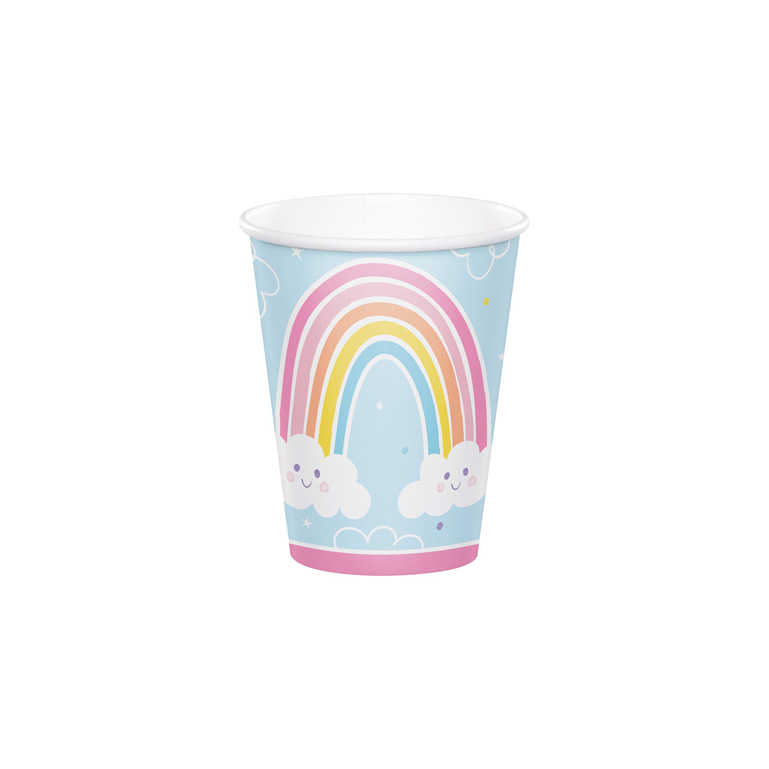 Happy Rainbow Paper Cups - 8 Count | Colorful Disposable Party Cups for Birthdays, Weddings & Celebrations | Eco-Friendly & Vibrant Designs