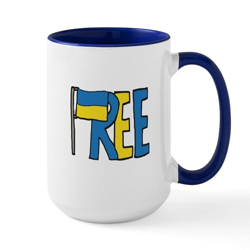 White/Navy Inside - Free Ukraine Mugs
