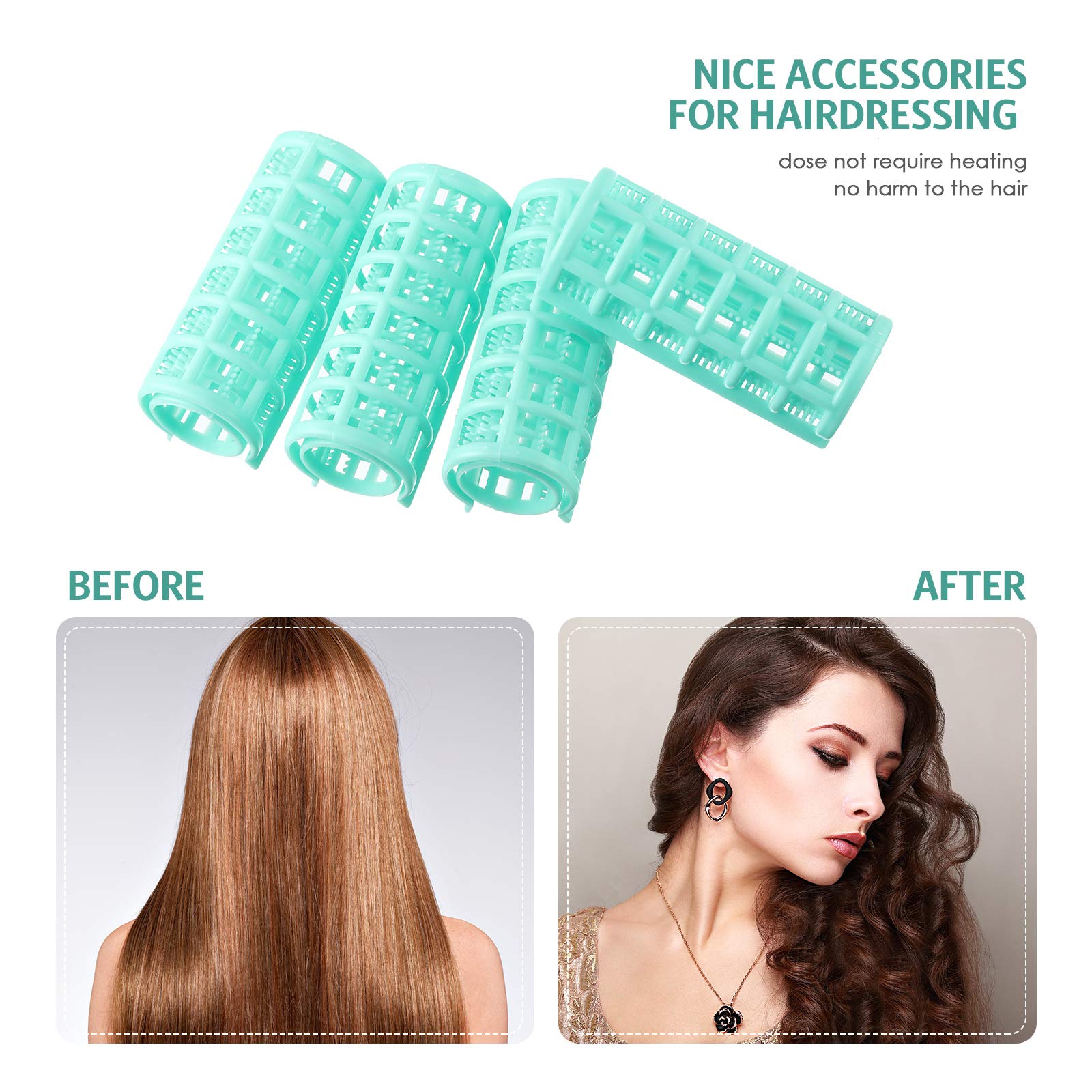 Syhood 20-Piece Plastic Hair Rollers Set - 0.98 Inch/2.5cm Hair Curlers with Rat Tail Comb for Short & Long Hair Styling - Light Green | Salon-Quality Hairdressing Tools for Home Use, Parties & Special Occasions