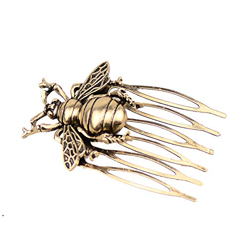 Vintage Metal Alloy Hair Side Comb with Shiny Rhinestones - Leaf Honeybee Flower Hair Clip for Women | Wedding, Bridesmaid, Pigtail Holders & Everyday Elegant Hairstyles