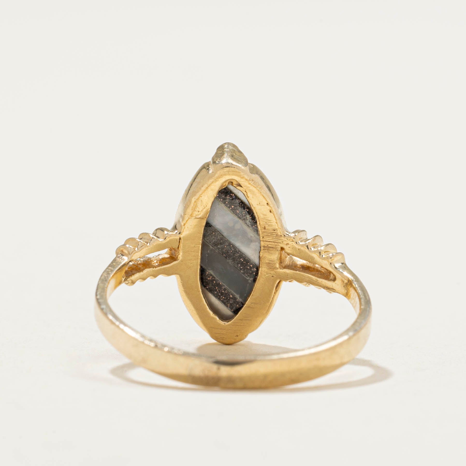 1.20ct Composite Shell & Goldstone Ring - Size 4.25 - Elegant Bohemian Jewelry for Women - Perfect for Weddings, Parties & Special Occasions