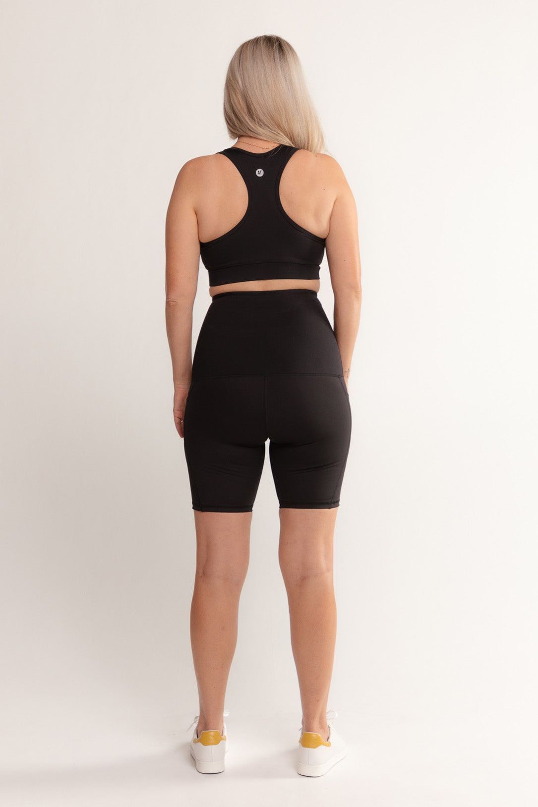 Postpartum Recovery Bike Shorts with Pockets - High Waisted Black Workout Shorts for Women | Perfect for Post Pregnancy Exercise, Yoga & Comfortable Daily Wear