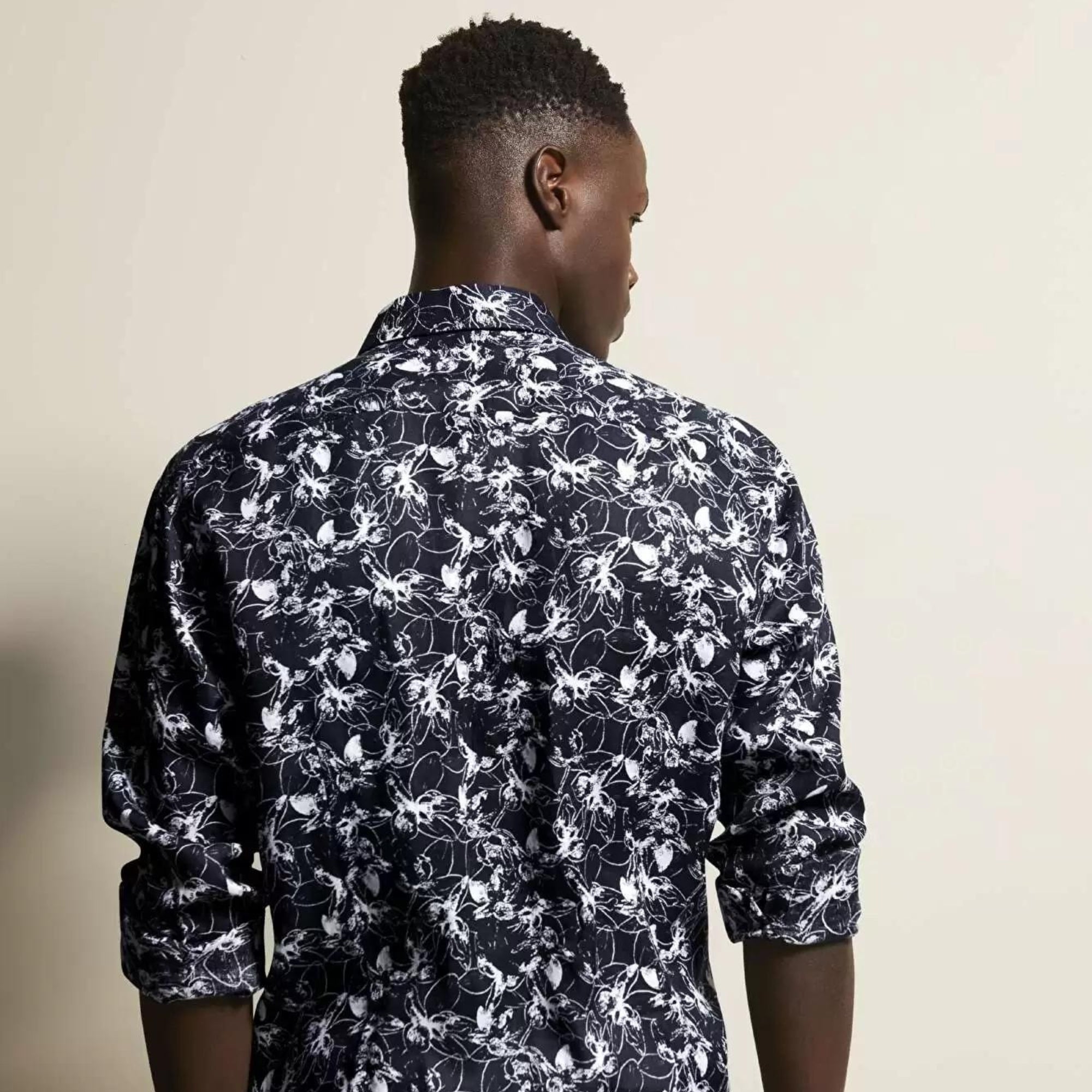 BUGATTI Printed Long Sleeve Shirt for Men | Black Multi-Color Graphic Tee | Casual Wear & Street Style Fashion
