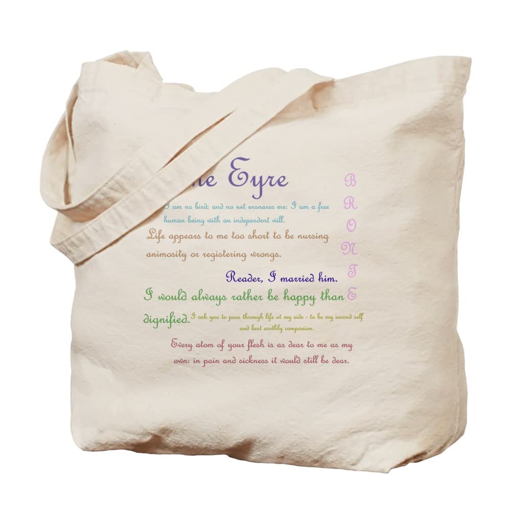 Jane Eyre Quotes Tote Bag - Natural Canvas Reusable Shopping Bag for Book Lovers, Groceries & Beach Day Essentials