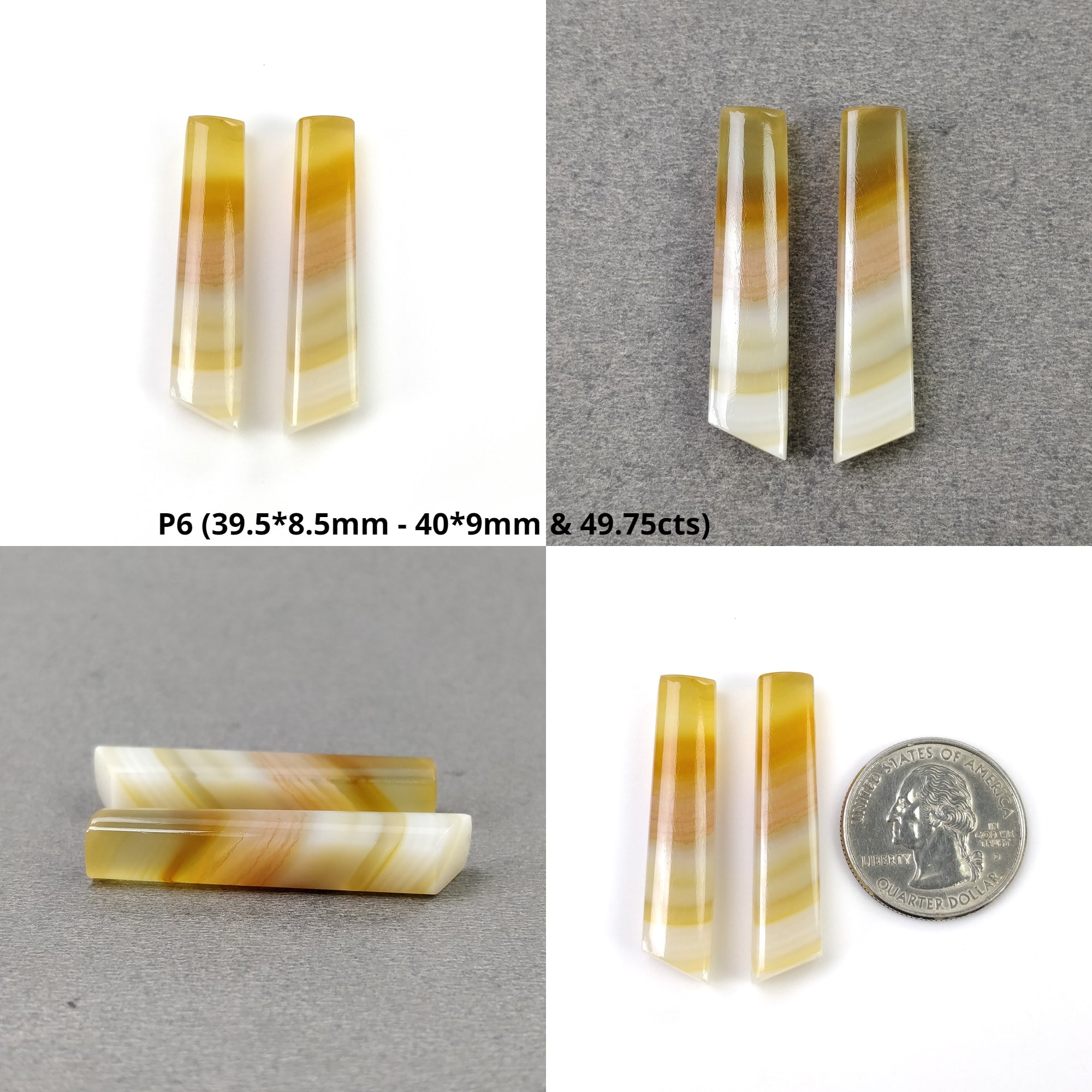 Natural Botswana Agate Gemstone Cabochon - Untreated Bi-Color Agate Pendant Stone, 2pcs - Handmade Jewelry Making Supplies for Necklaces, Rings & DIY Crafts