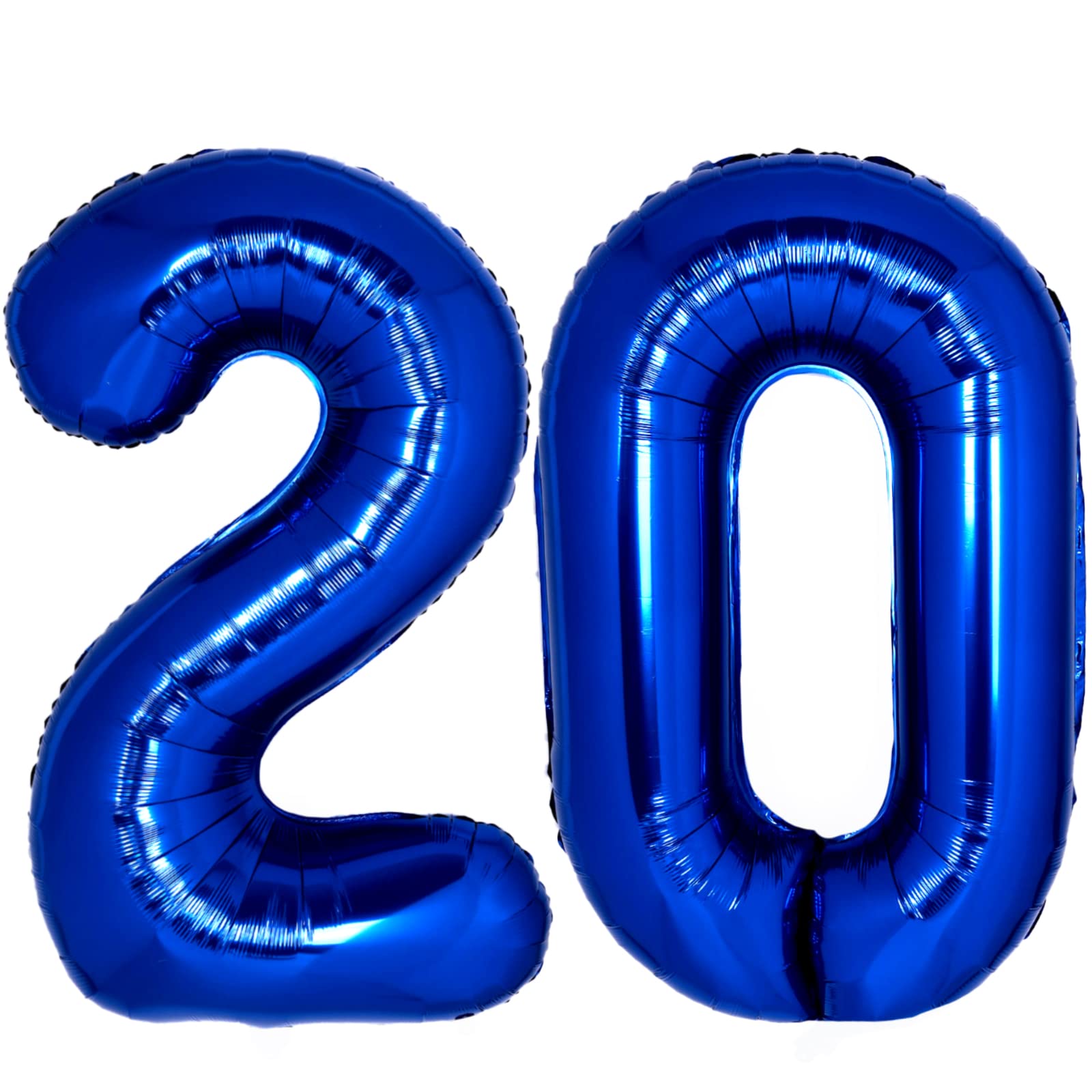 40 Inch Giant Navy Blue Number 20 Balloon - Helium Mylar Foil Birthday Balloon for 20th Birthday Party Decorations, Anniversary Supplies - Perfect for Kids, Adults & Milestone Celebrations