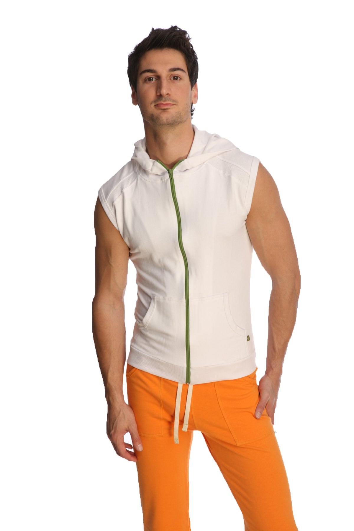 4th Men's Sleeveless Hoodie - Modal French Terry Workout Top for Yoga, Gym & Resort Wear | American-Made Stretch Fabric with European Fit | Perfect for Fitness, Beach & Casual Outings