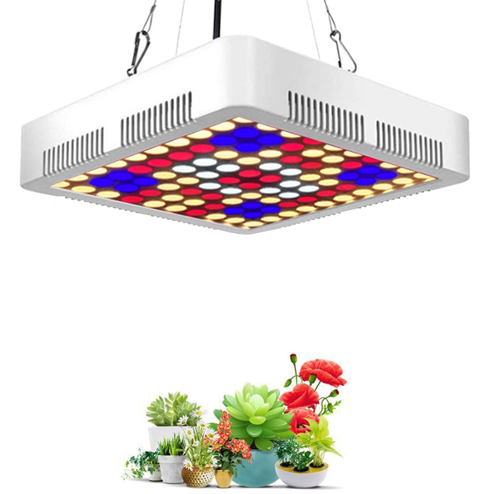 300W Full Spectrum LED Grow Light Panel - 100PCS LEDs Plant Growth Lamp with Adjustable Hanging Ropes for Indoor Plants, Hydroponics, Greenhouse, Seedlings & Grow Tents - Perfect for Home Gardening, Vertical Farming & Commercial Plant Cultivation