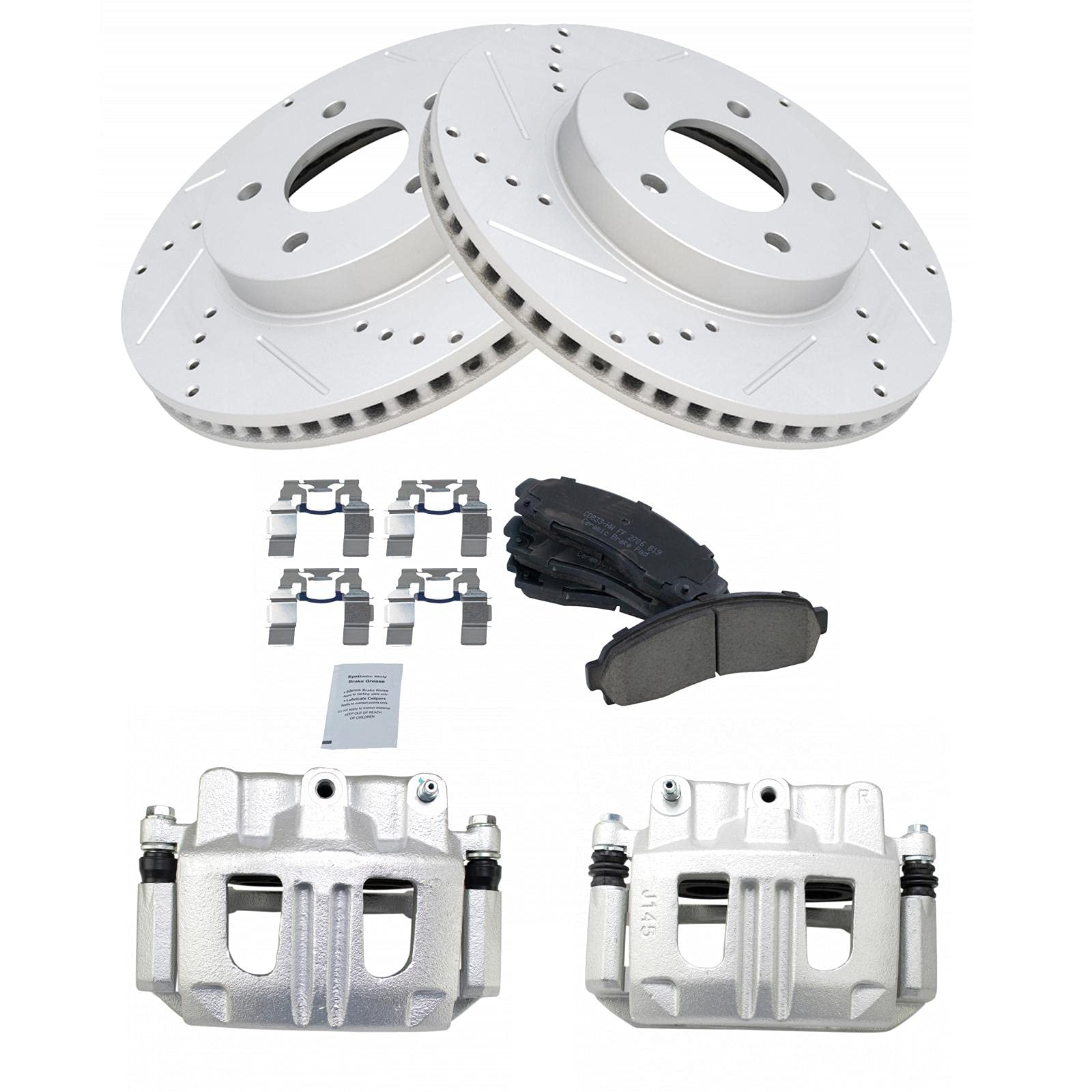 TRQ Front Ceramic Brake Pads & Performance Rotors Kit for Chevy Equinox, Pontiac Torrent, Saturn Vue - Smooth Stopping Power for City Driving & Highway Commuting