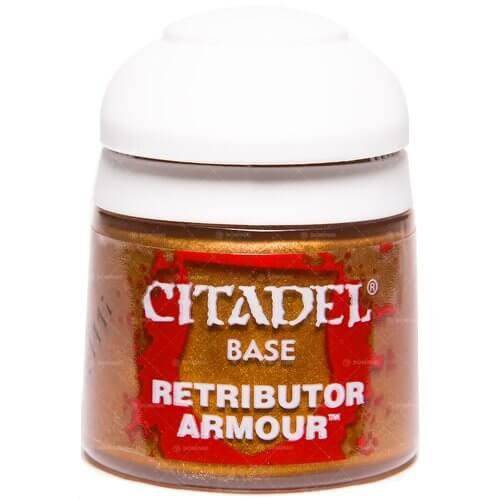 Citadel Colour Base Retributor Armour Paint - Metallic Gold Acrylic Paint for Miniatures & Warhammer Models - Perfect for Tabletop Gaming, Model Painting, and DIY Crafts