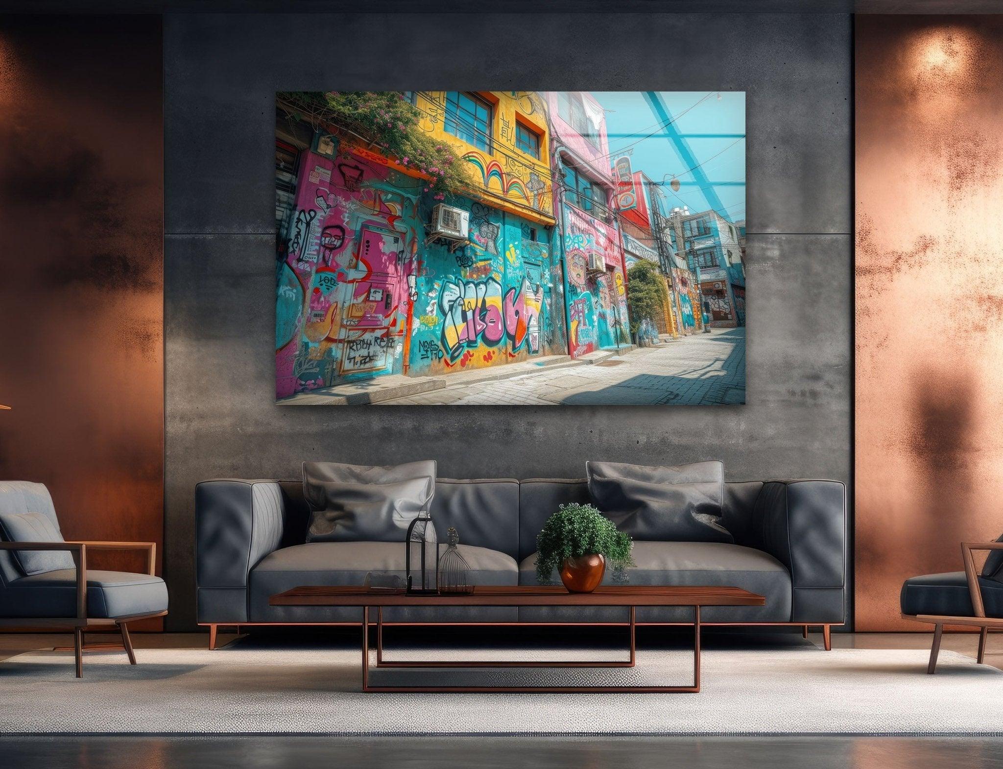 Banksy Graffiti Glass Wall Art - Modern Urban Street Art Decor for Living Room, Bedroom & Office - Unique Gift for Art Lovers