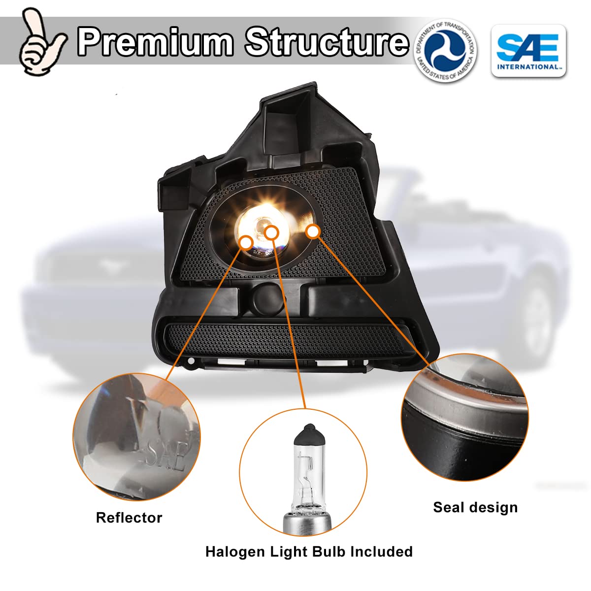 Nixon Offroad Fog Light Kit for 2013-2014 Ford Mustang - Halogen Bulbs, Wiring Harness, Universal Switch & Black Bezel Cover - Fog Light Assembly Replacement with Clear Lens - Perfect for Night Driving & Off-Road Adventures