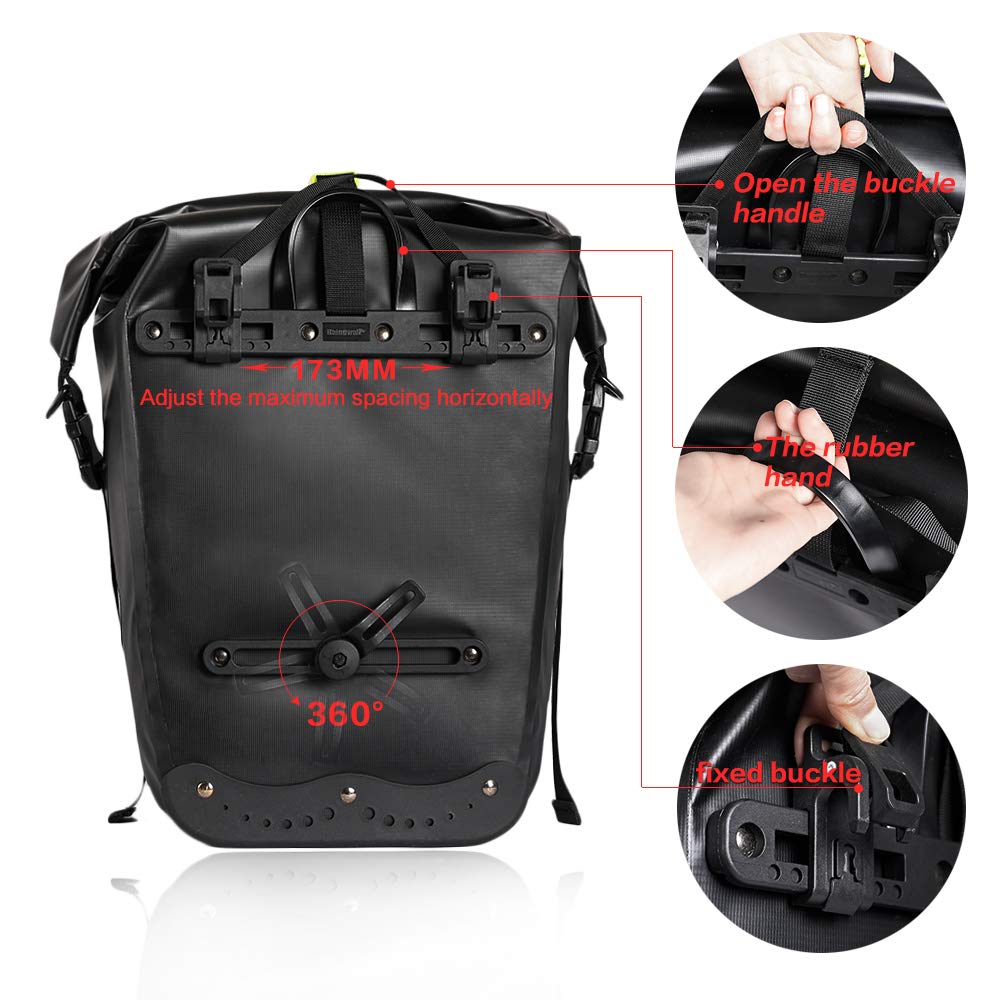 Rhinowalk Waterproof Bike Pannier Bag - Bicycle Cargo Rack Saddle Bag with Shoulder Strap, Laptop Compatible Cycling Accessories | Perfect for Commuting, Touring & Outdoor Adventures