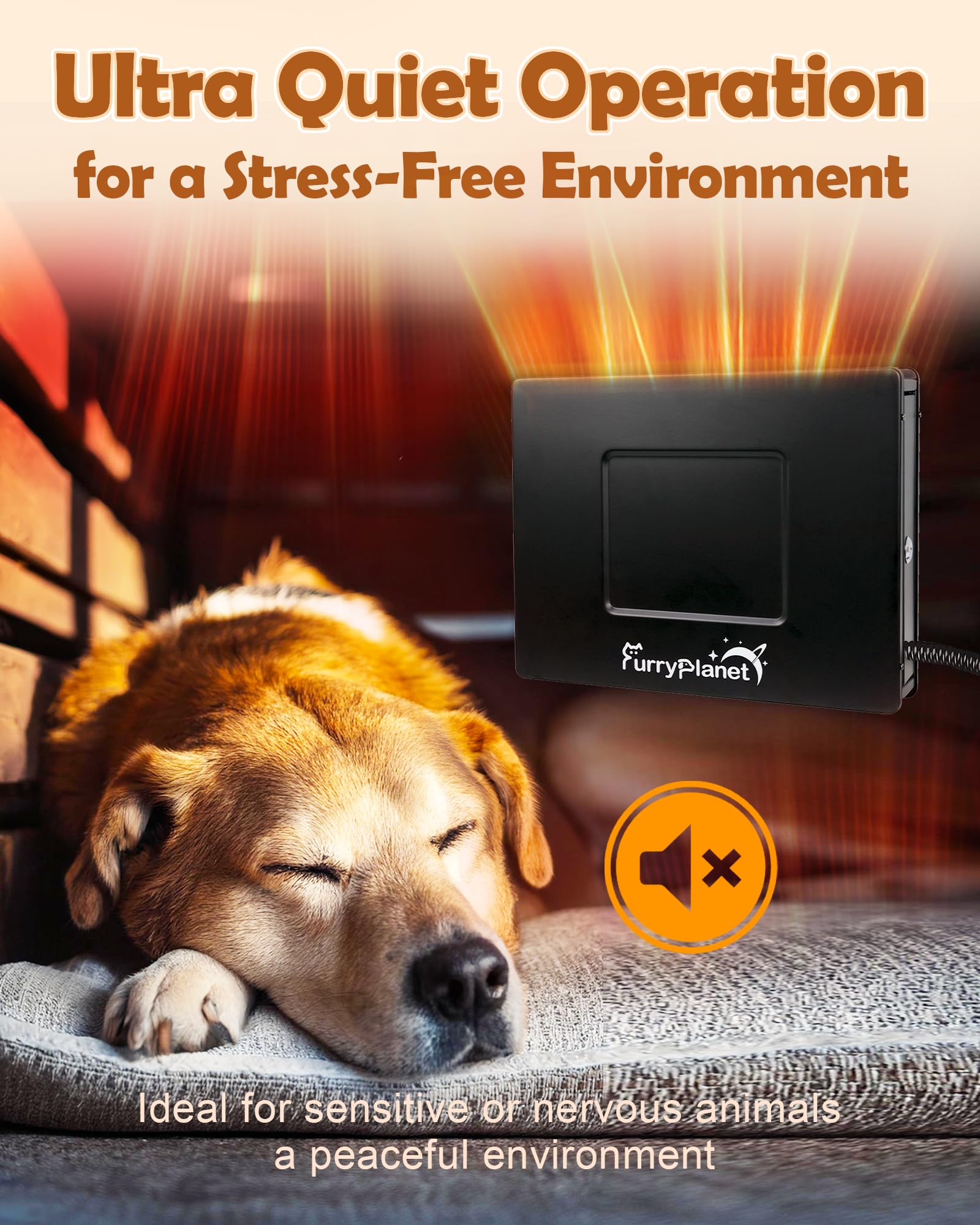 400W Outdoor Dog House Heater with Thermostat & Overheat Protection - Adjustable Temperature Knob, 6.5FT Chew-Proof Cord - Perfect for Winter Dog Kennels, Chicken Coops, Cat & Rabbit Hutches - Keep Pets Warm in Cold Weather