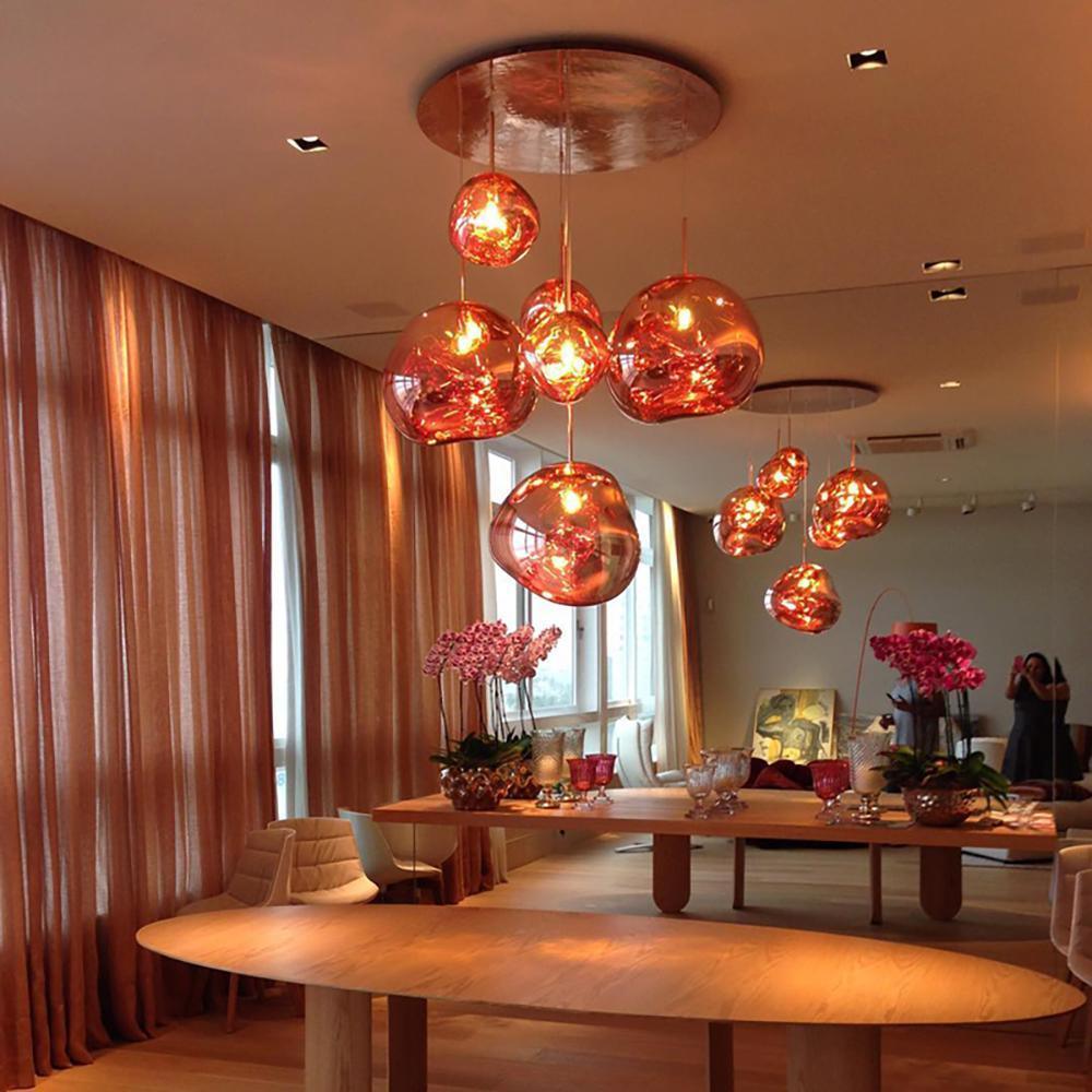 Modern Lava Pendant Lamp - Handcrafted Glass Ceiling Light Fixture for Dining Room, Kitchen Island & Bedroom Decor - Dimmable Hanging Light with Unique Volcanic Texture Design