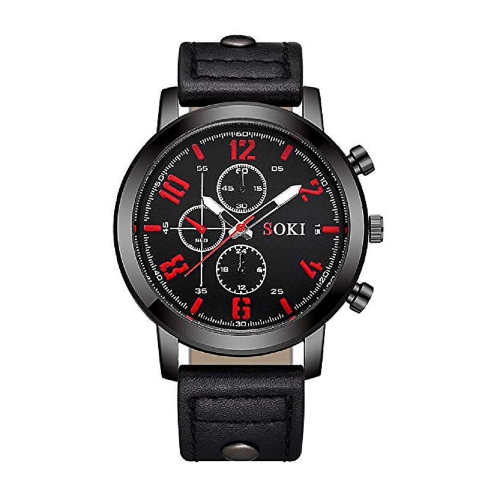 ICHQ Fashion Unisex Calendar Sports Quartz Watch - Stylish Leather Strap for Men & Women - Perfect for Daily Wear, Workouts, and Casual Outfits