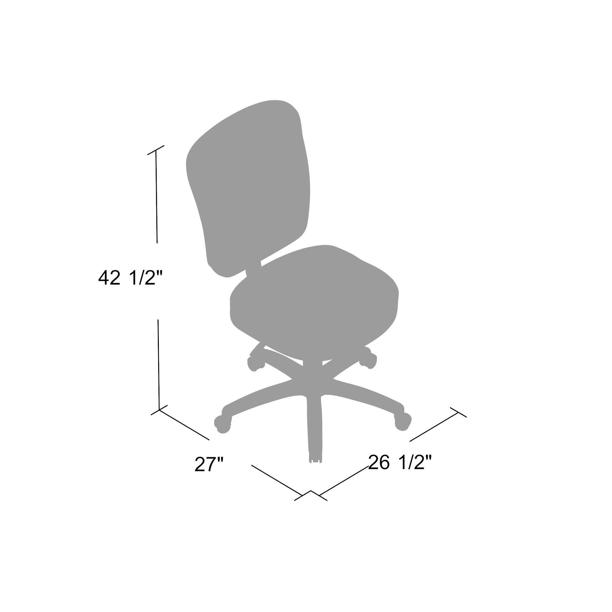 Premium Armless Leather Task Chair - Ergonomic Office Chair for Home & Workspace (Models B1560, B1562, B1563) | Ideal for Small Spaces, Conference Rooms & Modern Workstations
