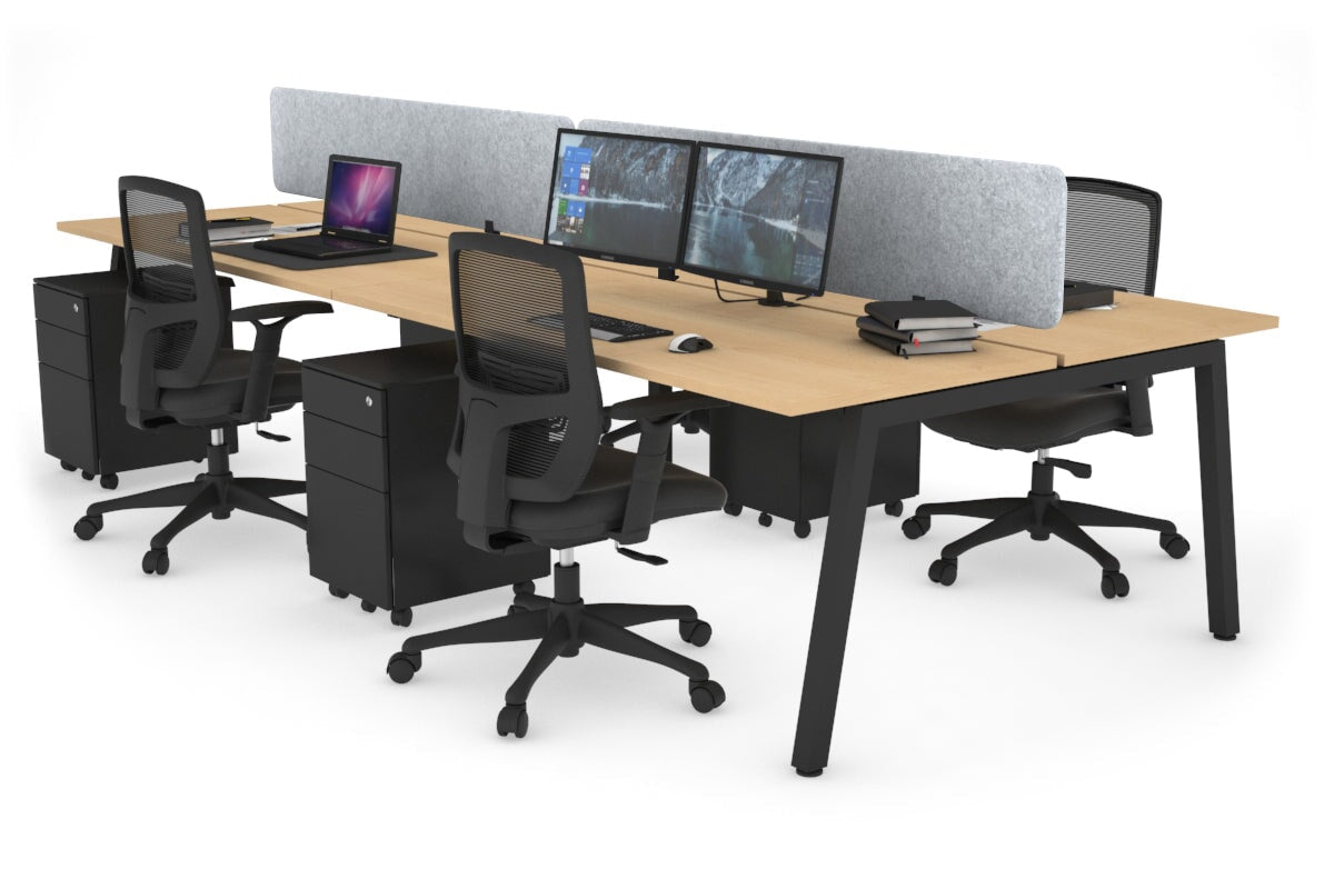Quadro 4-Person Office Workstation Desk - 1200L x 700W Dimensions - Perfect for Team Collaboration, Open Office Spaces & Coworking Environments