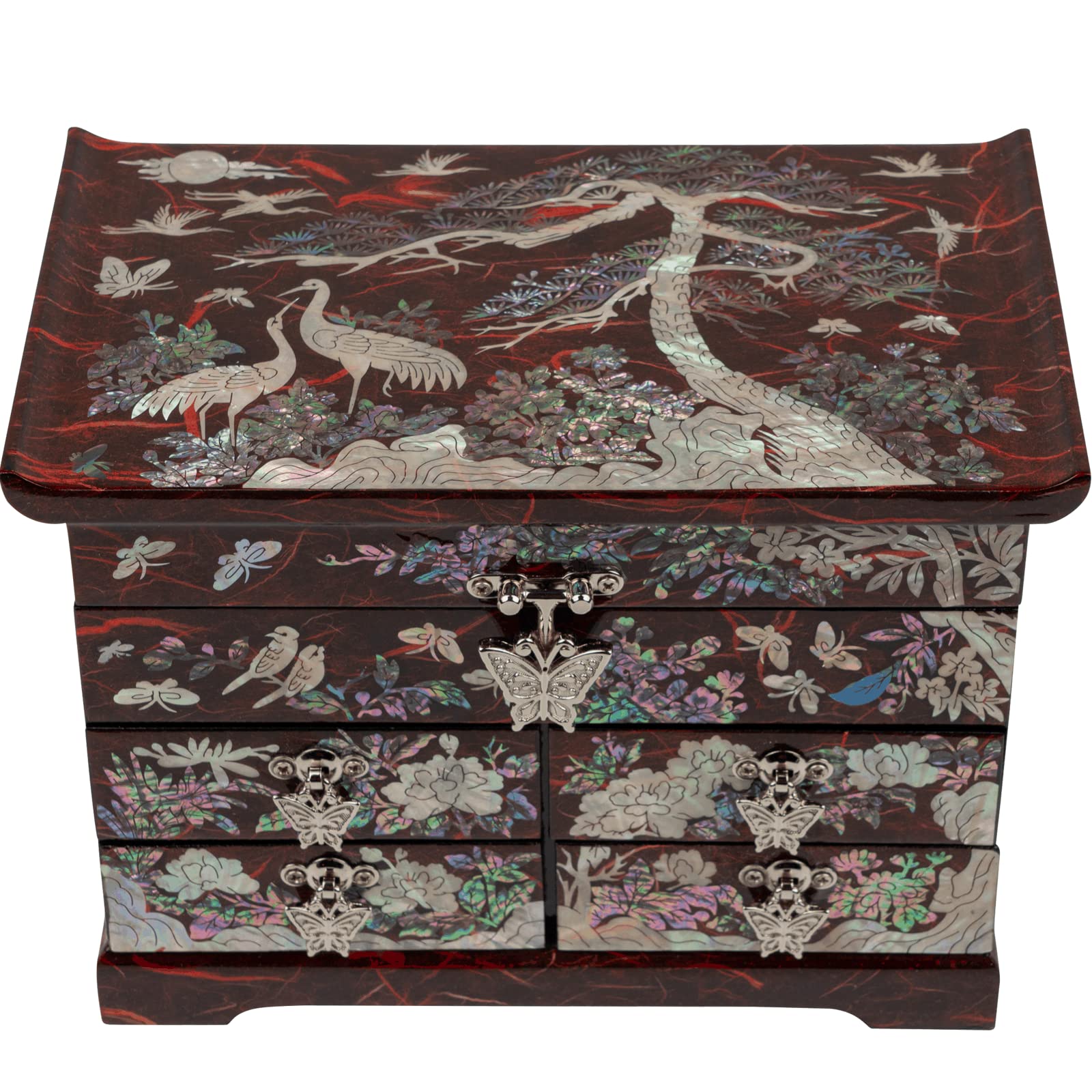 Handcrafted February Mountain Mother of Pearl Jewelry Box - Korean Traditional Design | Unique Keepsake Organizer for Women, Mom & Grandma | Perfect Gift for Christmas, Birthday & Anniversary | Elegant Storage for Necklaces, Rings & Earrings at Home or Travel