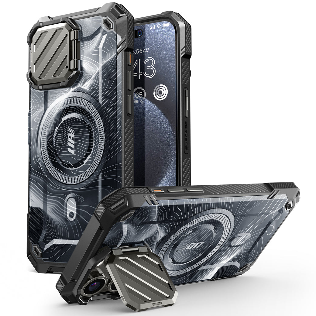 iPhone 15 Pro Max 6.7 Inch Unicorn Beetle MAG XT MagSafe Protective Case - Black Ripple Design | Shockproof & Wireless Charging Compatible | Perfect for Outdoor Adventures & Daily Use