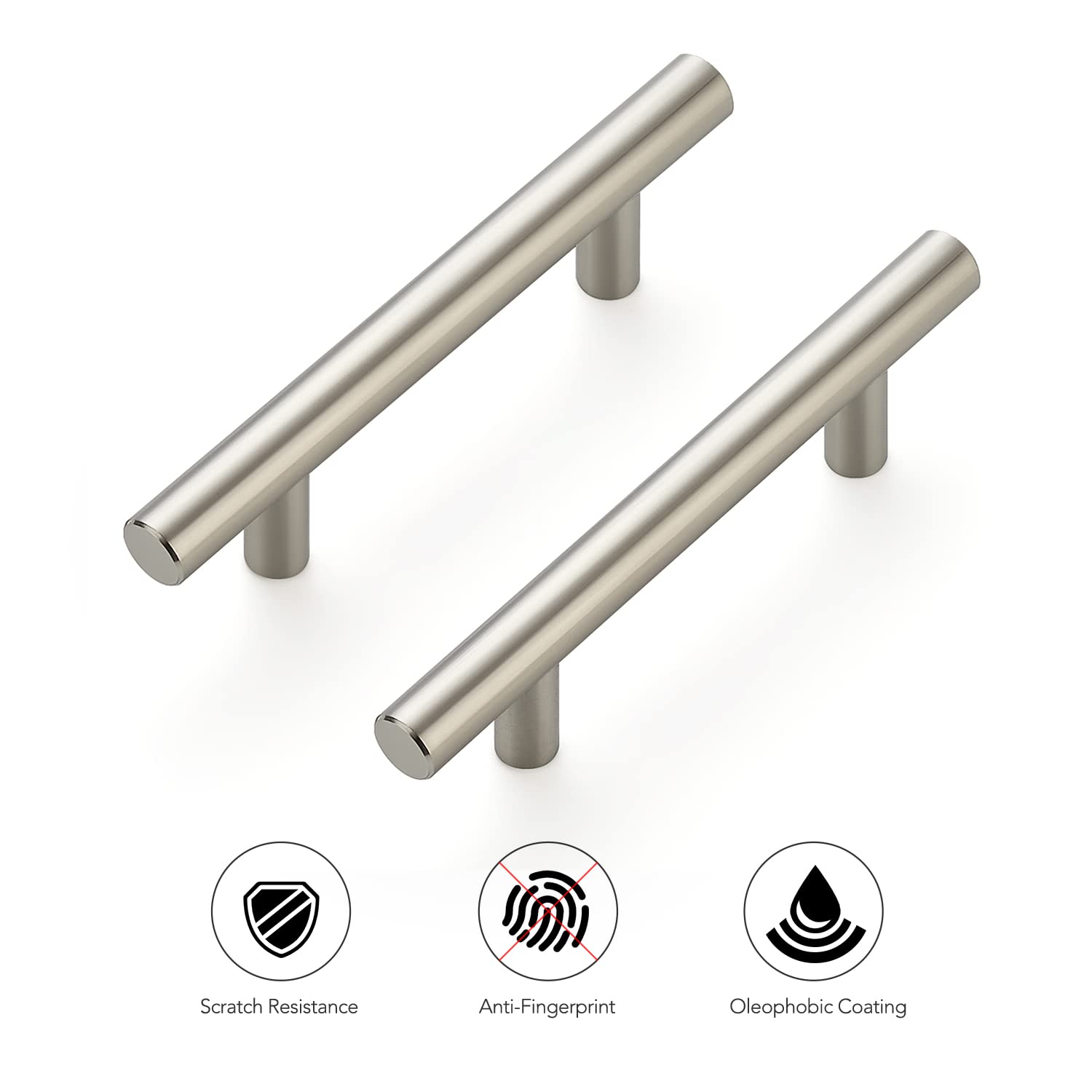 Ravinte 2 Pack 5 Inch Brushed Nickel Cabinet Pulls - Stainless Steel Kitchen Drawer Handles with 3 Inch Hole Center - Perfect for Modern Cabinets, Dressers & Bathroom Vanities