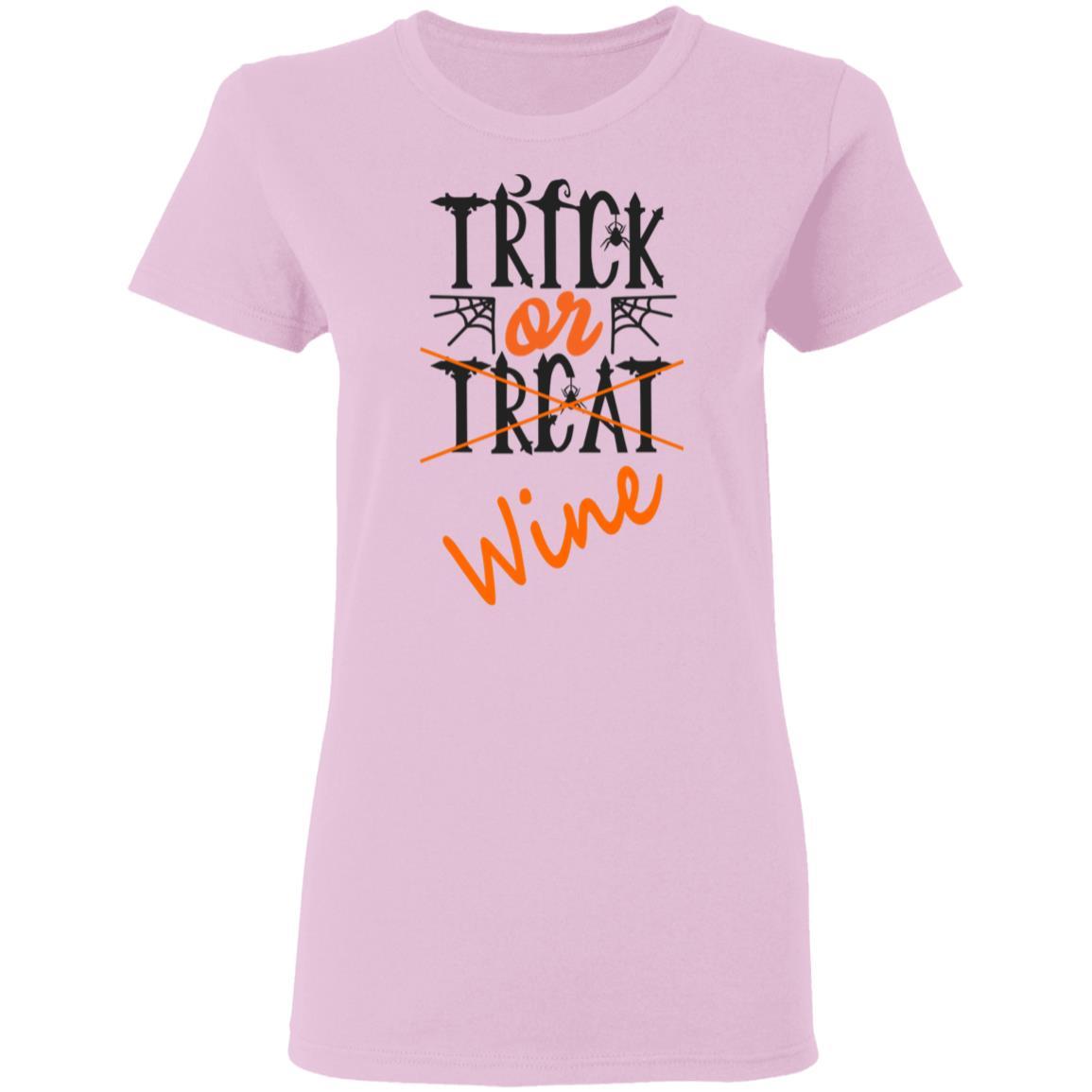 Trick Or Wine Halloween T-Shirt for Women - 5.3 oz Soft Cotton Funny Wine Lover Shirt - Perfect for Halloween Parties & Wine Tasting Events