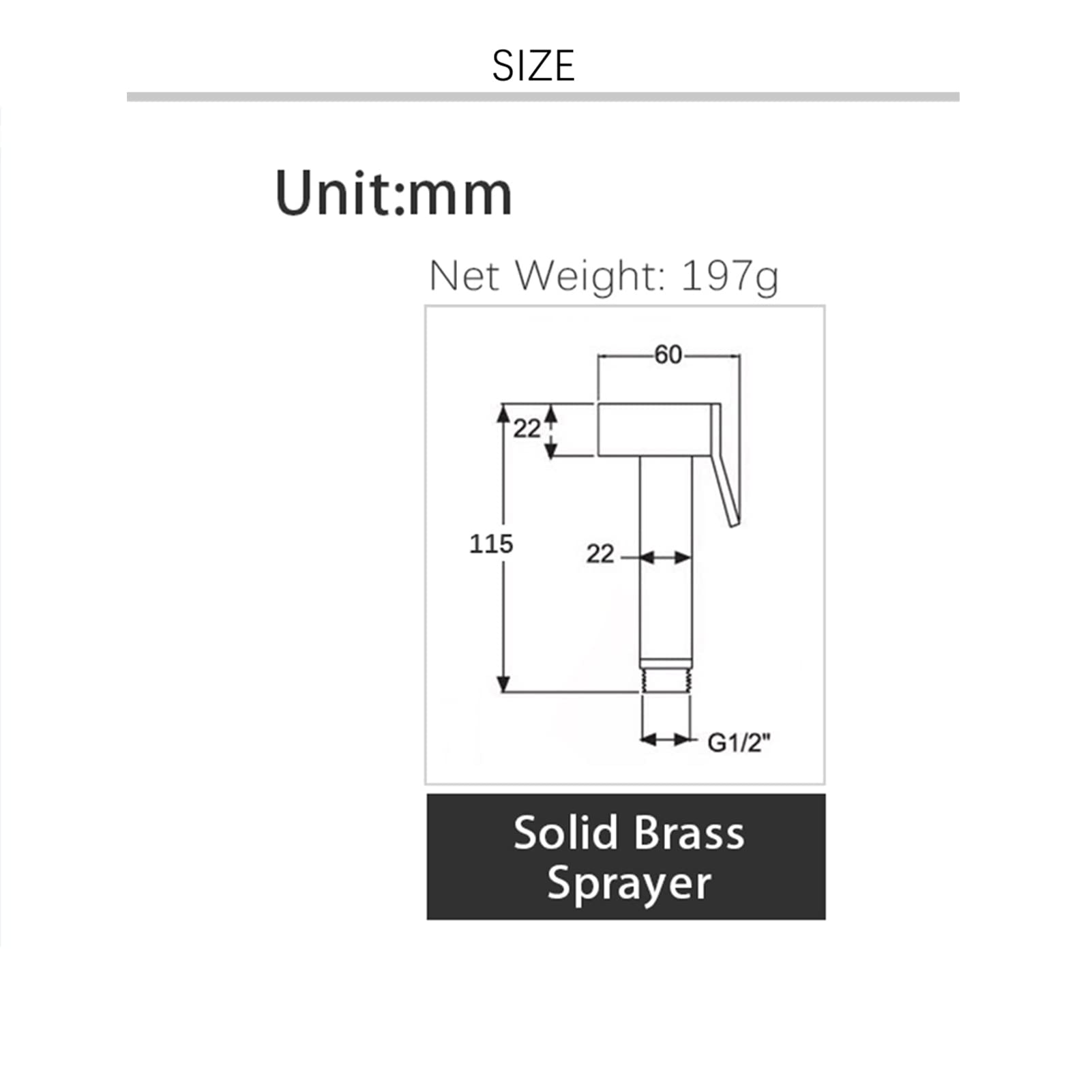 Portable Bidet Sprayer for Toilet - Solid Brass Square Bidet Faucet Kit with White Spray Nozzle (D Set) - Perfect for Bathroom Hygiene, Travel & RVs