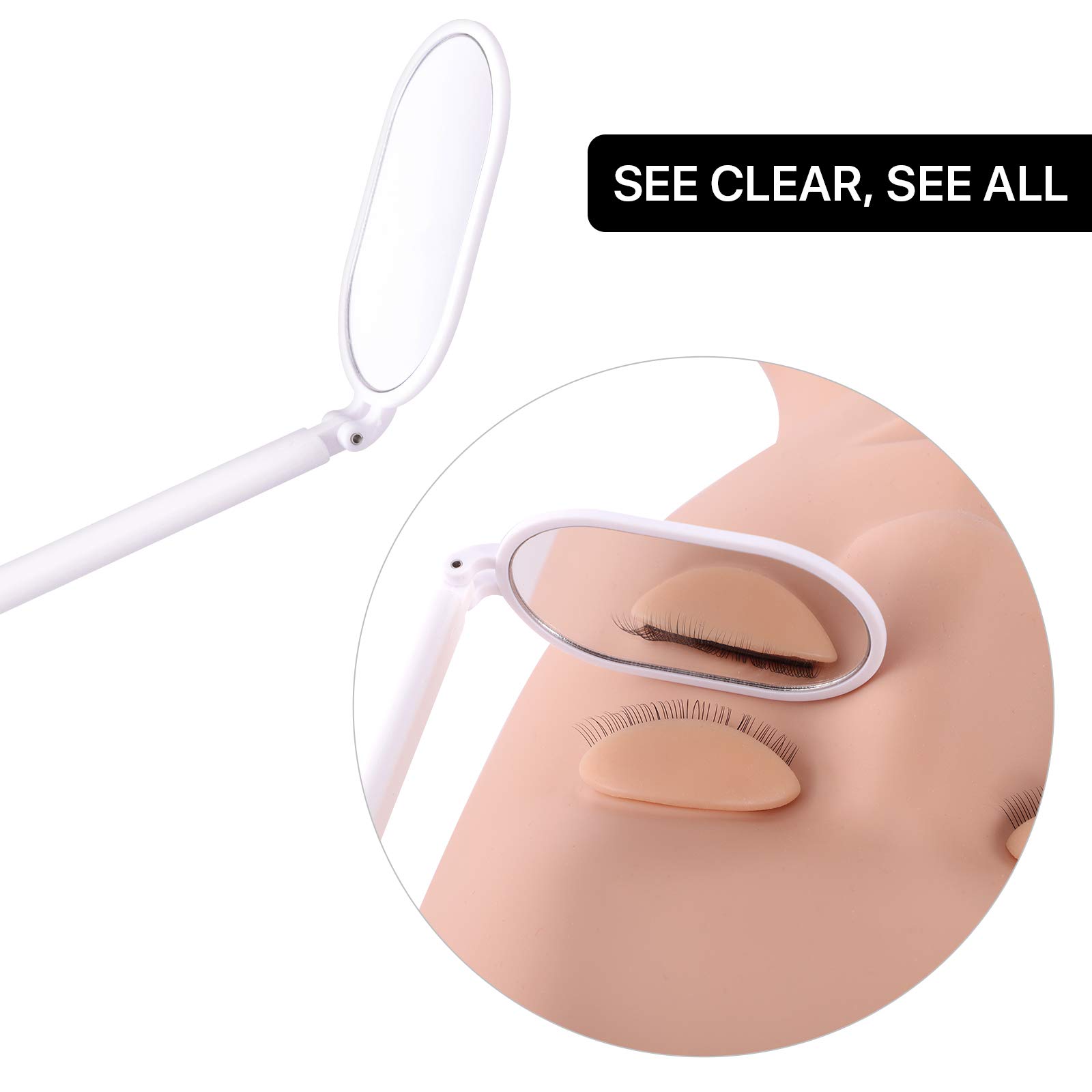 270° Rotating Foldable Lash Extension Mirror - Lightweight Portable Makeup Mirror for Eyelash Artists & Home Use (White) | Perfect for Salon, Travel & DIY Beauty