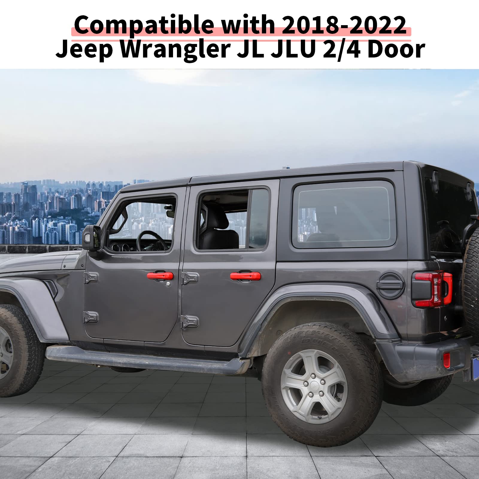 Jeep Wrangler JL JLU 2/4 Door Handle Cover & Tailgate Handle Cover Inserts - Exterior Accessories for 2018-2025 Models (Red) - Protect & Customize Your Jeep for Off-Road Adventures & Daily Driving