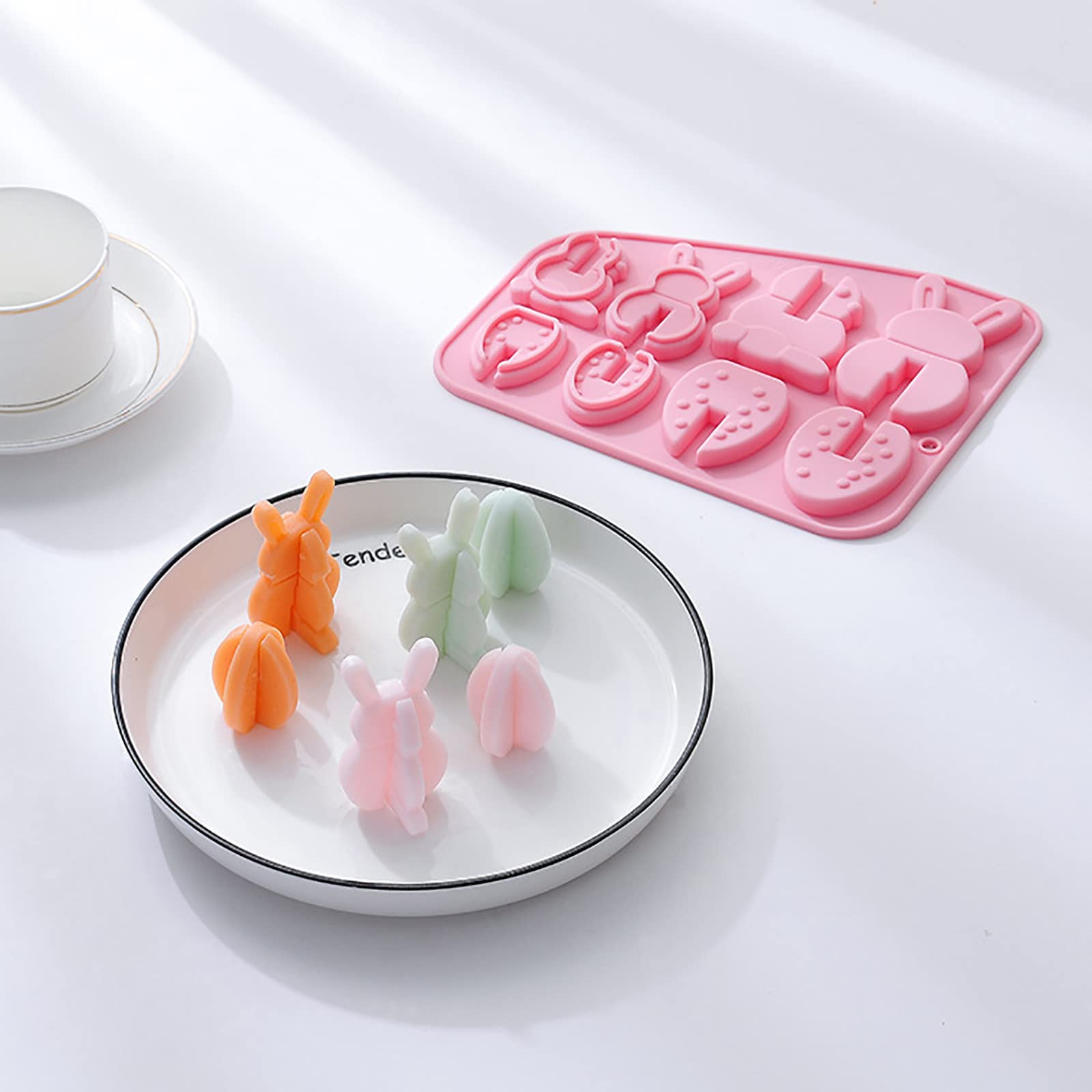 Easter Fondant Molds Set - Silicone Candy & Chocolate Molds for Easter Egg, Bunny Shapes - Perfect for Cupcake Toppers, Pastry, Cookie, Jelly & Cake Decorations - Ideal for Holiday Baking, DIY Desserts & Party Treats (One Size)
