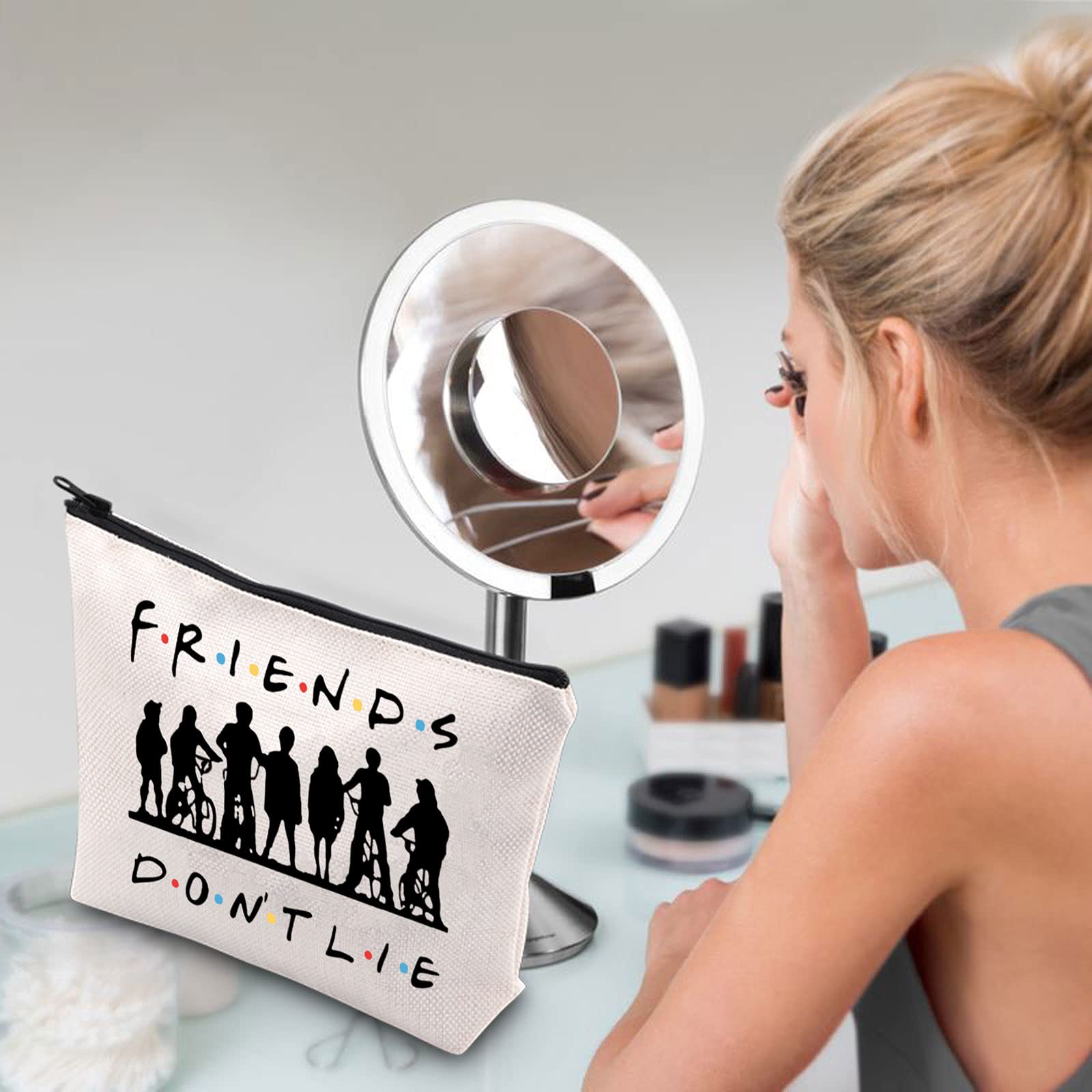 Stranger Things Hawkins Middle School Eleven Mike Dustin Friends Themed Zipper Pouch Makeup Bag - Perfect for Cosplay, School Supplies & Gift Ideas