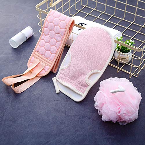 SHOPPOFOBIX 3-in-1 Bath & Shower Scrubber Set - Exfoliating Back Scrubber, Deep Cleaning Gloves & Loofah Sponge for Smooth Skin | Perfect for Body Scrubbing, Dead Skin Removal & Spa-Like Shower Experience