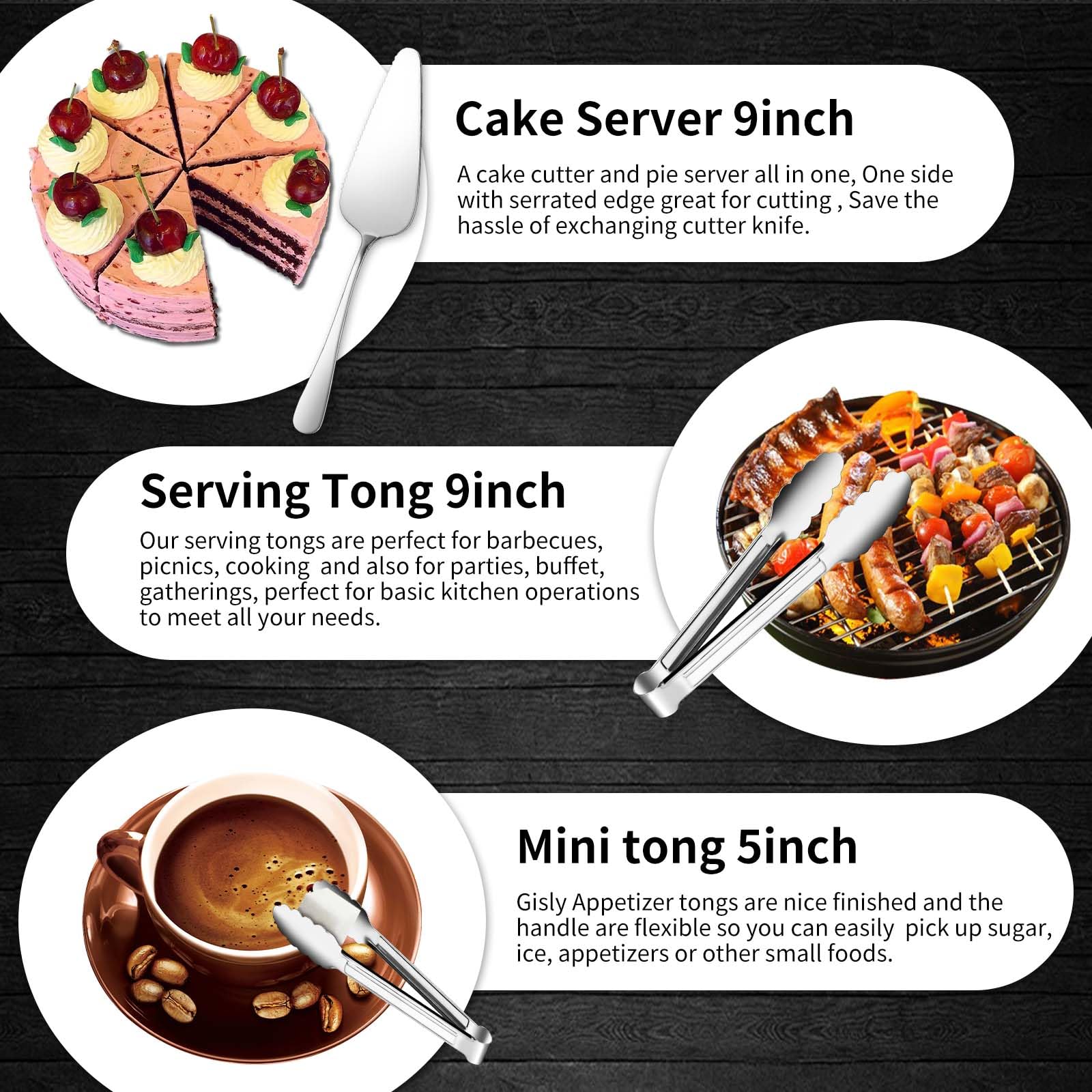 12-Piece Stainless Steel Serving Set - Large Spoons, Forks, Tongs, Ladle, Cake Server & Appetizer Tongs for Buffet Catering & Party Serving | Dishwasher Safe & Rustproof | Perfect for Weddings, BBQs, and Holiday Gatherings