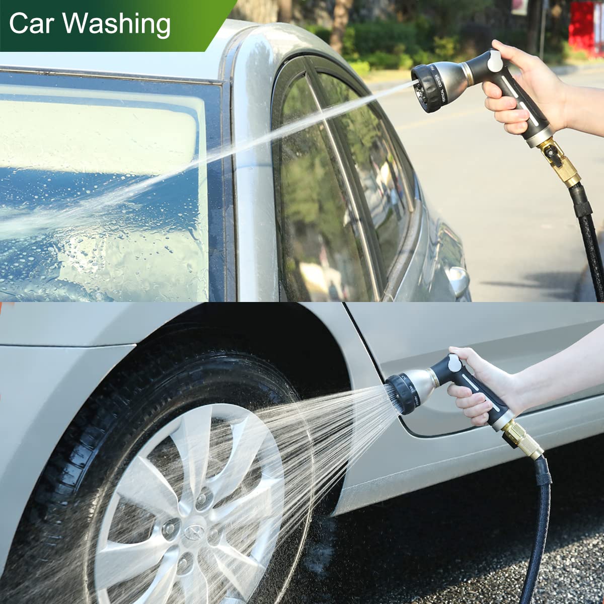 FANHAO Heavy Duty Garden Hose Nozzle with Thumb Control - 8 Spray Patterns for Watering, Washing Cars & Outdoor Cleaning