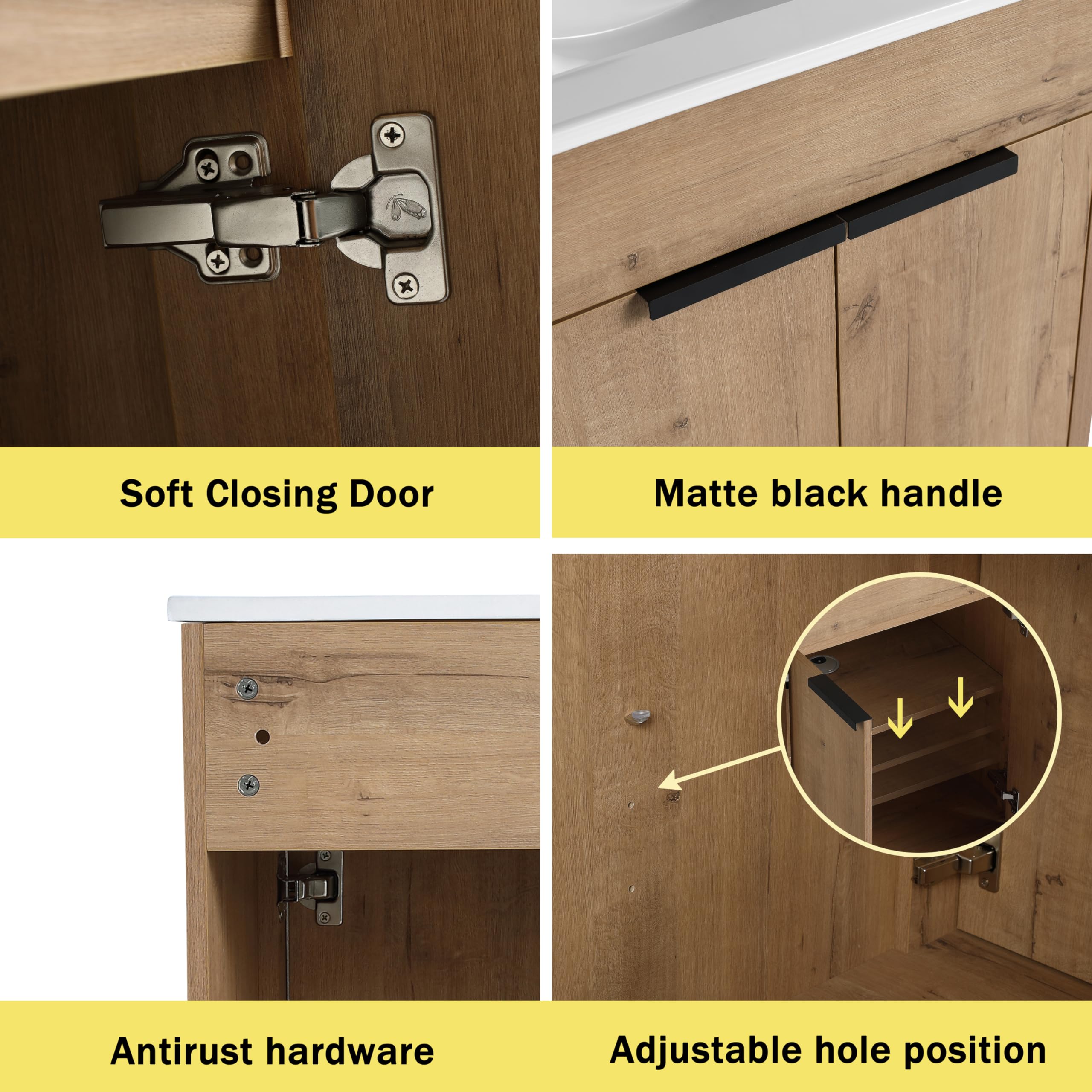 30 Inch Modern Freestanding Bathroom Vanity Set with Sink - Single Sink Bathroom Cabinet in Brown Finish - Perfect for Small Bathrooms, Powder Rooms & Apartment Remodels