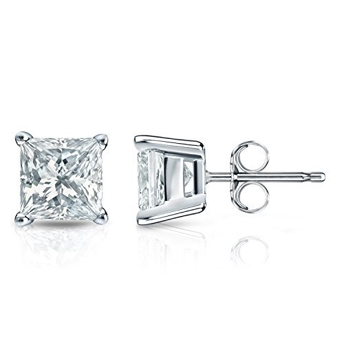 1/4 ct Princess Cut Diamond Stud Earrings in 14k White Gold - I1-I2 Clarity, 4-Prong Basket Setting - Elegant Everyday Jewelry for Women, Perfect for Work, Parties & Special Occasions