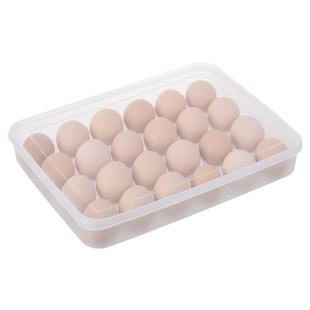 Evona 24 Grid Clear Plastic Stackable Egg Storage Container with Lid - Refrigerator Organizer for Eggs, Kitchen & Restaurant Use - Perfect for Fridge, Pantry, and Bulk Egg Storage
