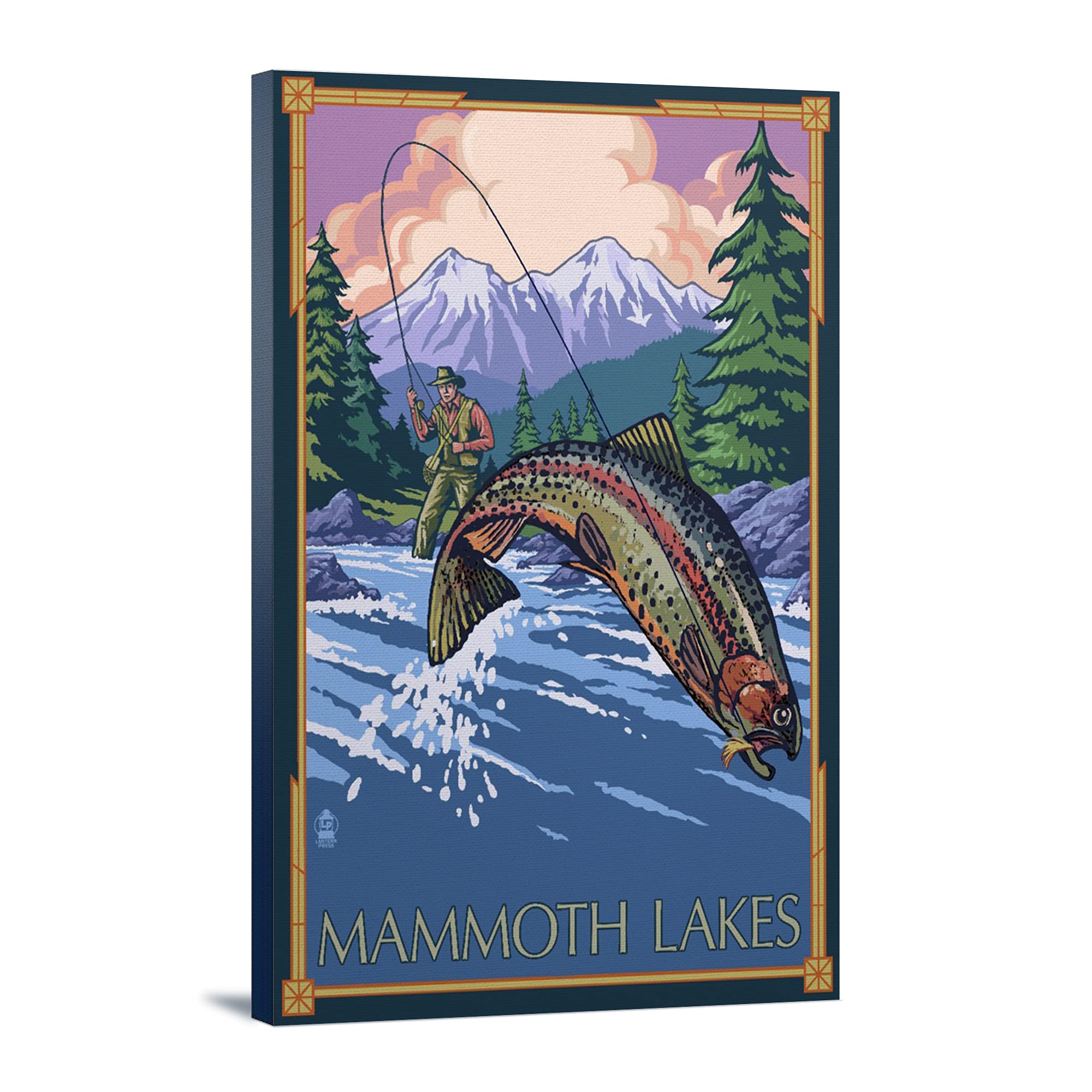 Premium 24x36 Gallery Wrapped Canvas Print - Stunning Mammoth Lakes California Fly Fishing Landscape Artwork - Perfect for Home, Office & Cabin Decor
