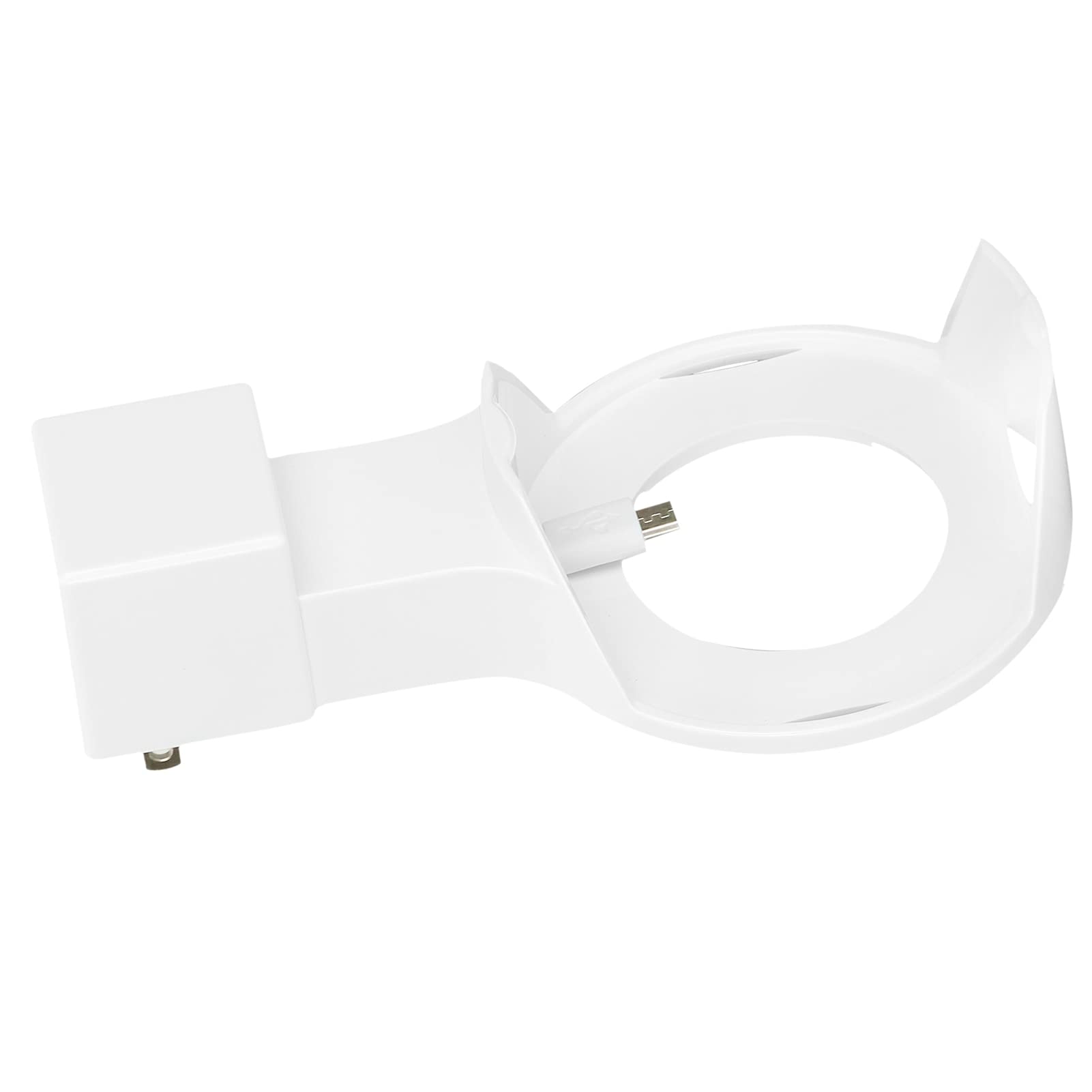 Universal US Plug 100-240V Wall Mount Speaker Bracket with Charging Cable - Stable Hanger for Echo Dot 2 (White) - Perfect for Home, Office & Bedroom Audio Setup