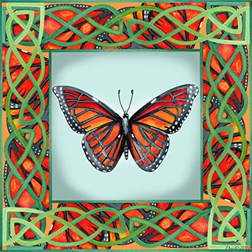 Denise Freeman Butterfly Square 7 Accent Tile - Decorative Ceramic Mosaic for Kitchen Backsplash, Bathroom Wall & DIY Home Decor Projects