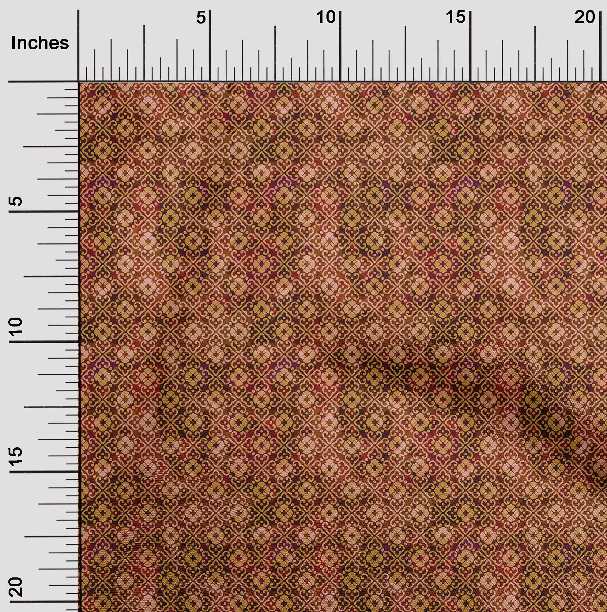 oneOone Polyester Spandex Brown Batik Print Fabric by The Yard - 56 Inch Wide Dress Material for DIY Clothing & Home Decor (Style 7A)