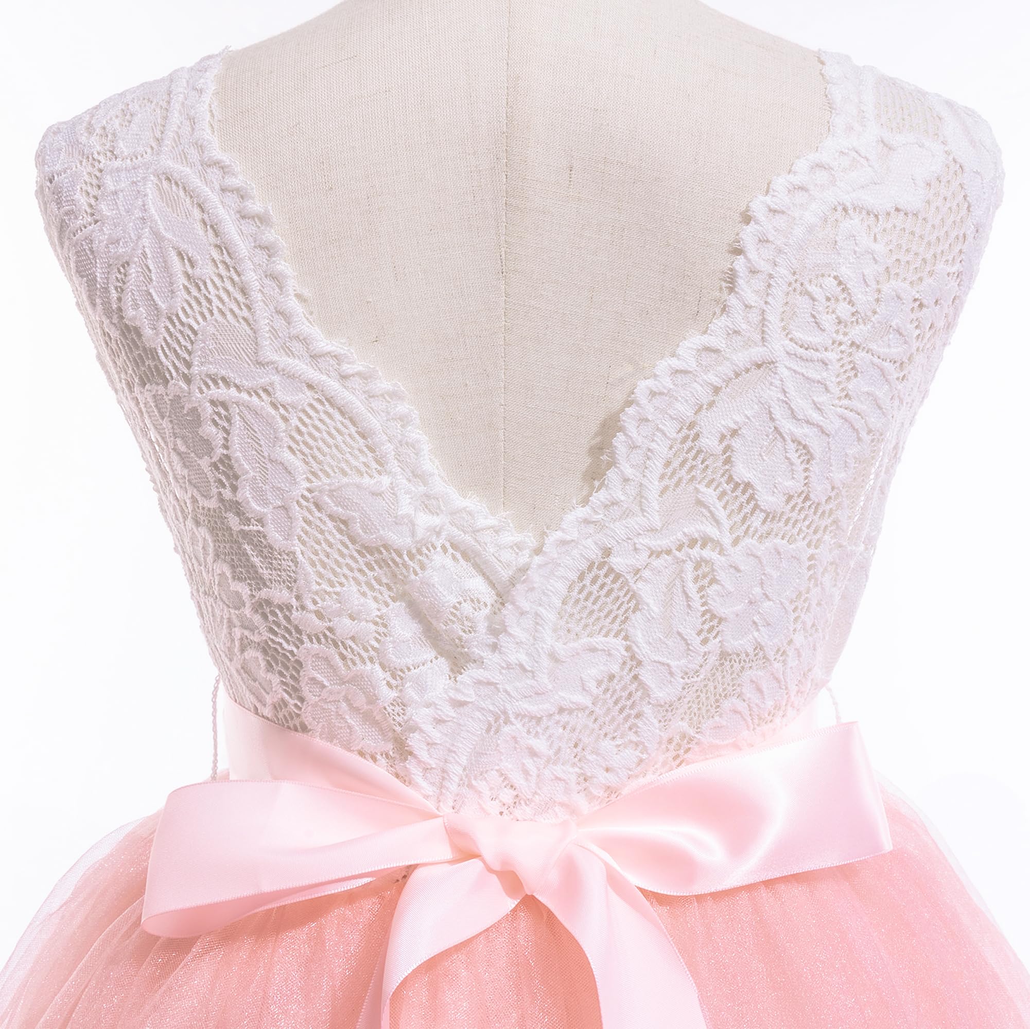 Glamulice Sleeveless Flower Girl Dress - A-Line Tulle Princess Party Gown with Lace Details for Weddings, Birthday Parties & Special Occasions