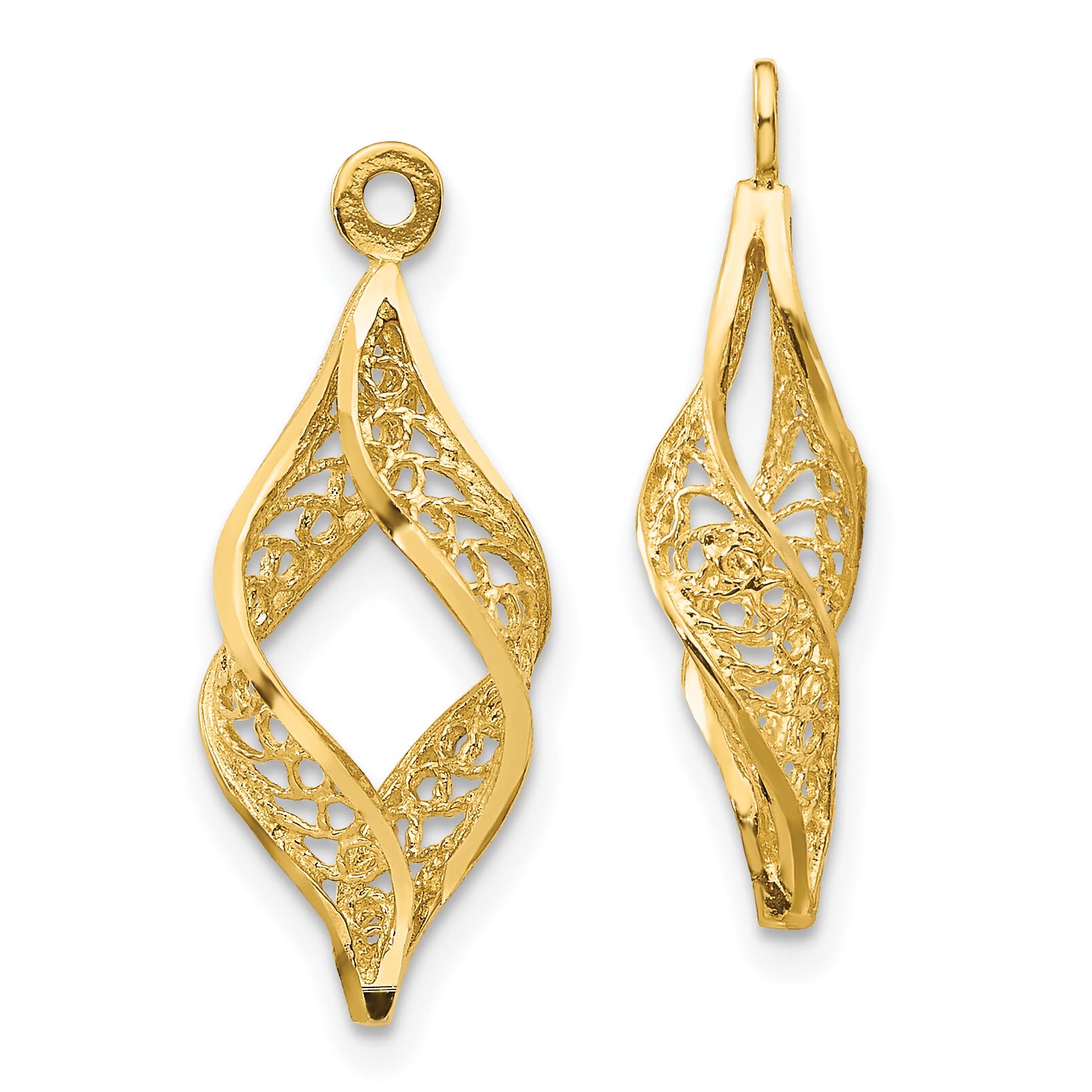 14K Gold Polished Filigree Swirl Earring Jackets for Weddings & Special Occasions