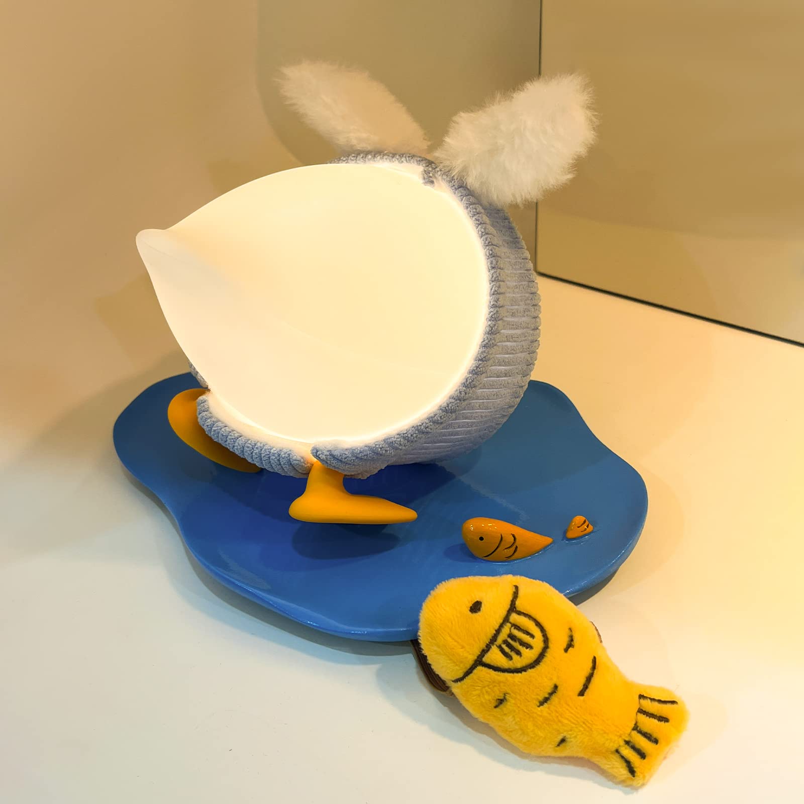 **Rechargeable Duckling Night Light for Kids - Soft Silicone Nursery Lamp with Slap Control, Timer & Plush Fish/Cute Clothes/Simulation Pond - Perfect for Bedtime, Nursery Decor & Soothing Nighttime Comfort**