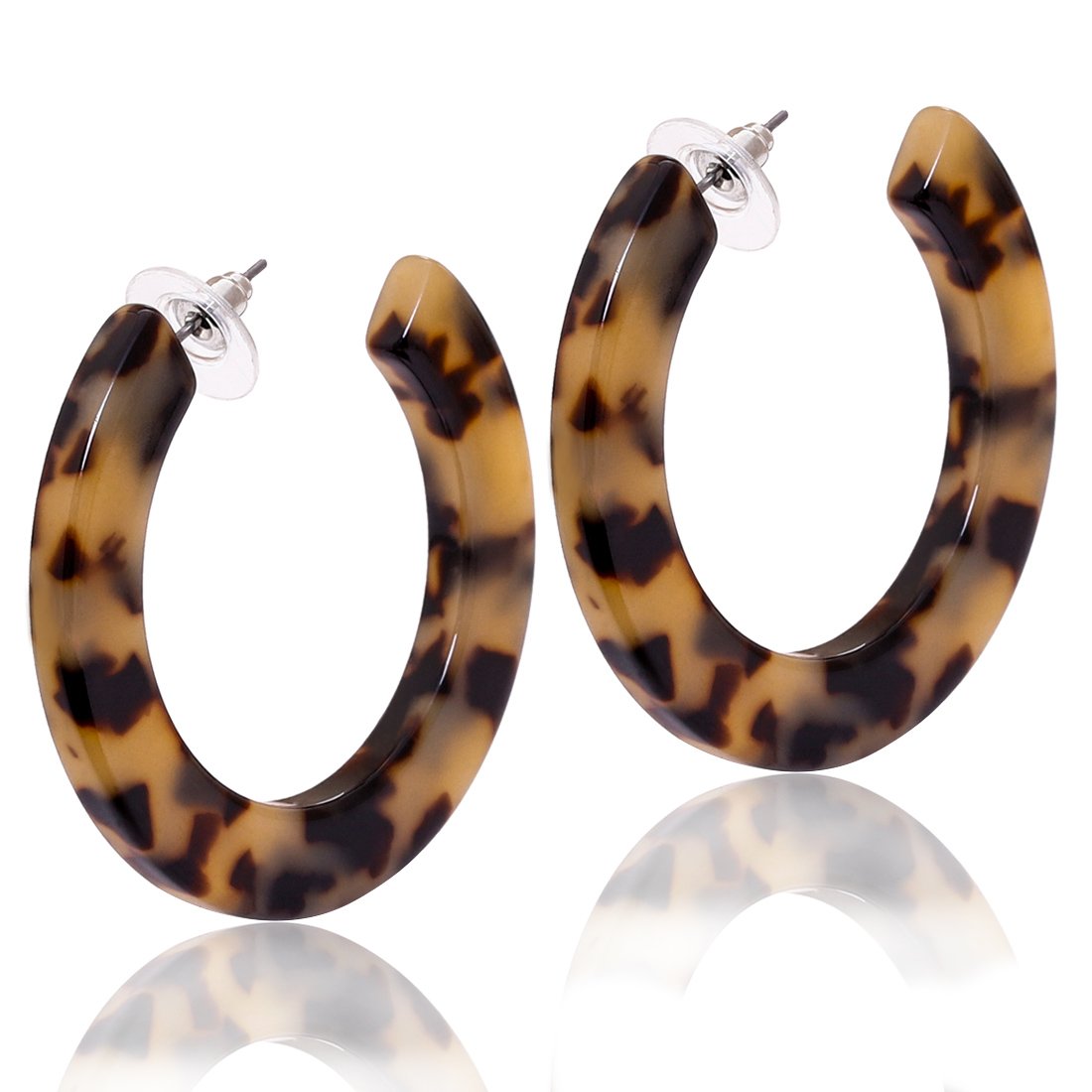 XOCARTIGE Acrylic Hoop Earrings for Women - Textured Open Circle Statement Stud Earrings with Mottled Resin Design | Trendy Fashion Jewelry for Daily Wear, Parties & Gifts