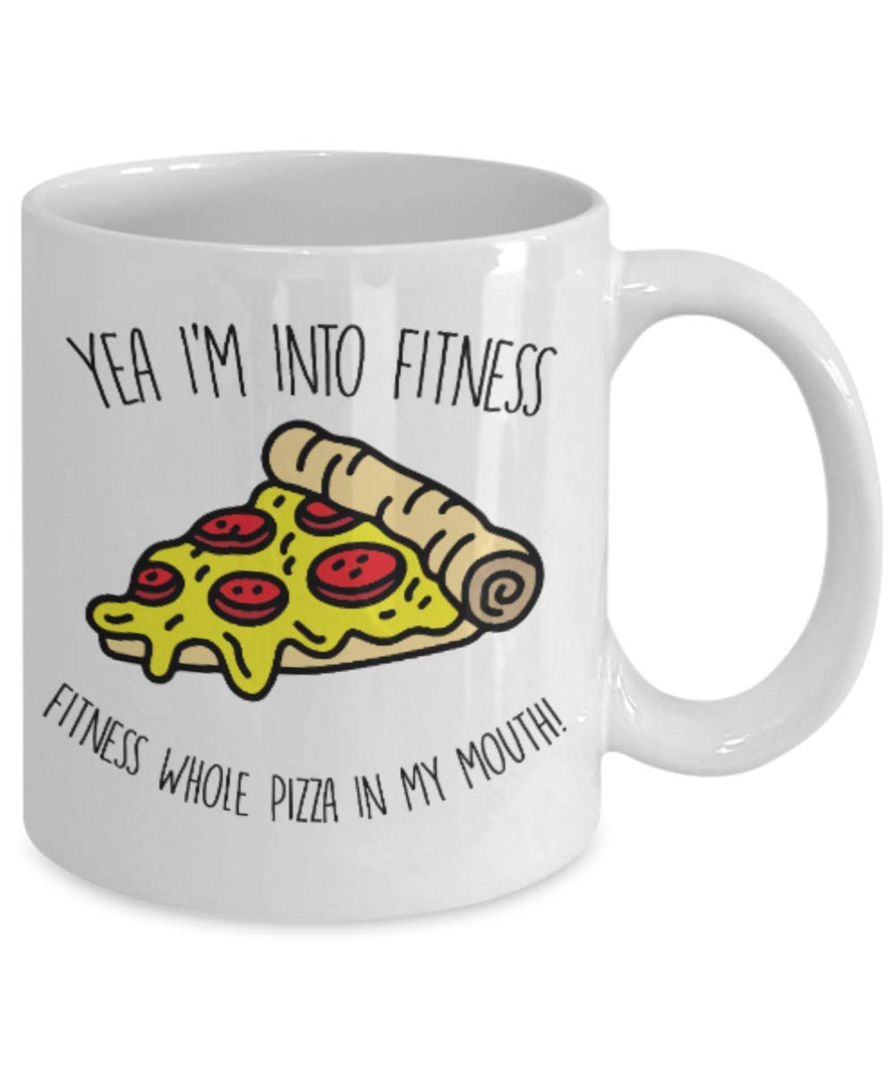 Fitness Lovers Coffee Mug - 'Yea I'm Into Fitness' Funny Gym Humor White Porcelain Tea Cup 11oz - Perfect for Gym Enthusiasts, Workout Motivation & Coffee Lovers - Great Gift for Birthday, Christmas & Office Use