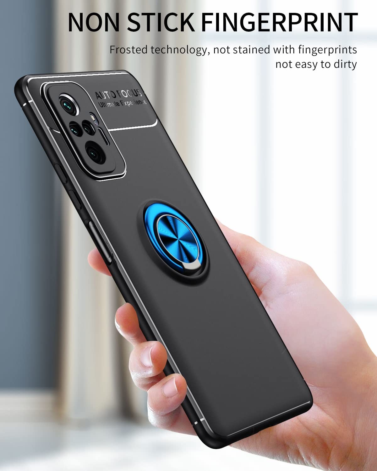 Premium Shockproof Case for Redmi Note 9 Pro/Note 9 Pro Max - Rotatable Metal Ring Kickstand & Magnetic Car Mount Compatible | Anti-Scratch Protective Cover (Black) - Perfect for Work, Travel & Daily Use