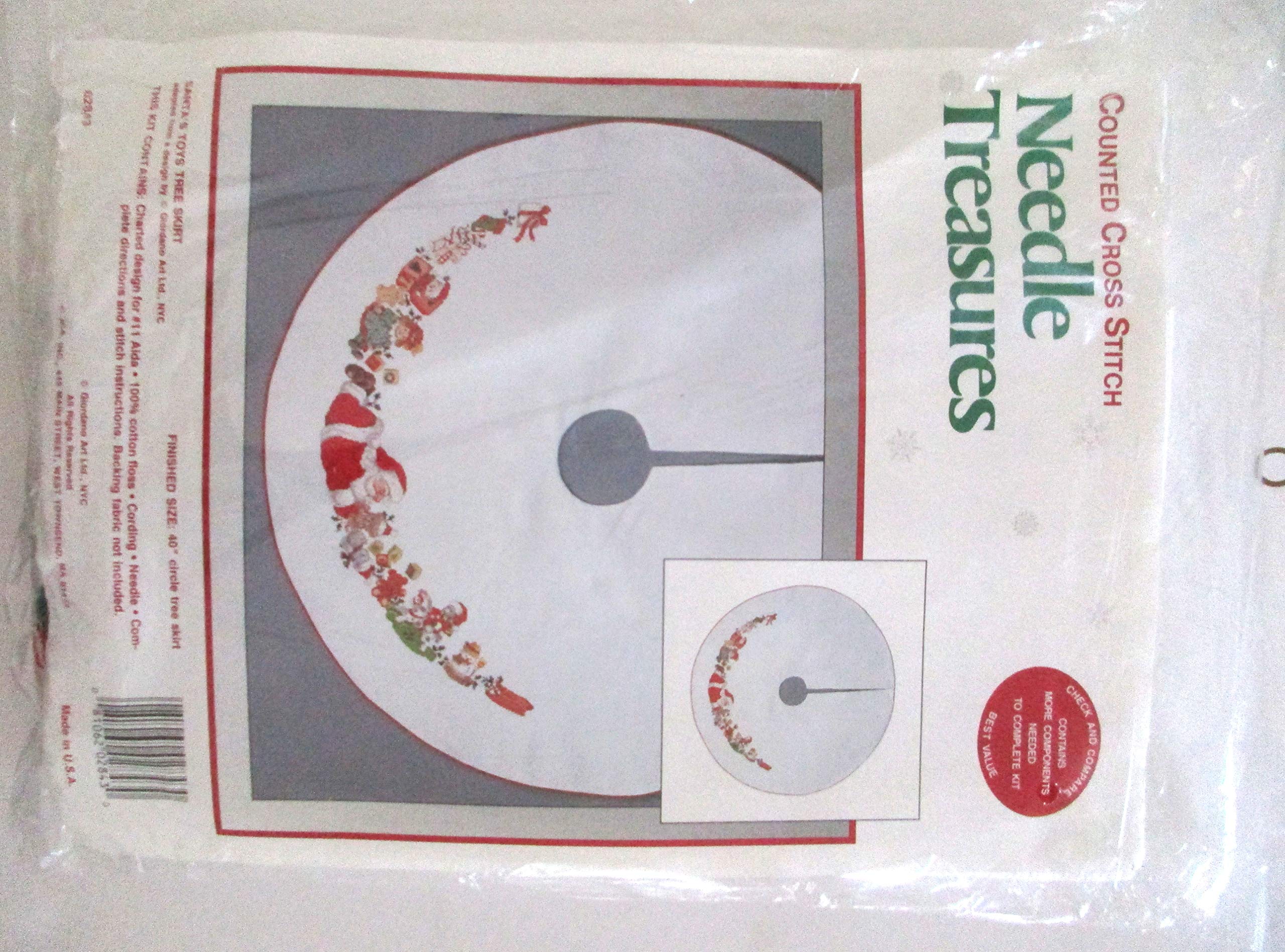 Santa's Toys Counted Cross Stitch Kit - Christmas Tree Skirt Embroidery Needlework DIY Craft for Holiday Decorations | Perfect for Christmas Home Decor, Gift Making & Festive Crafting Projects