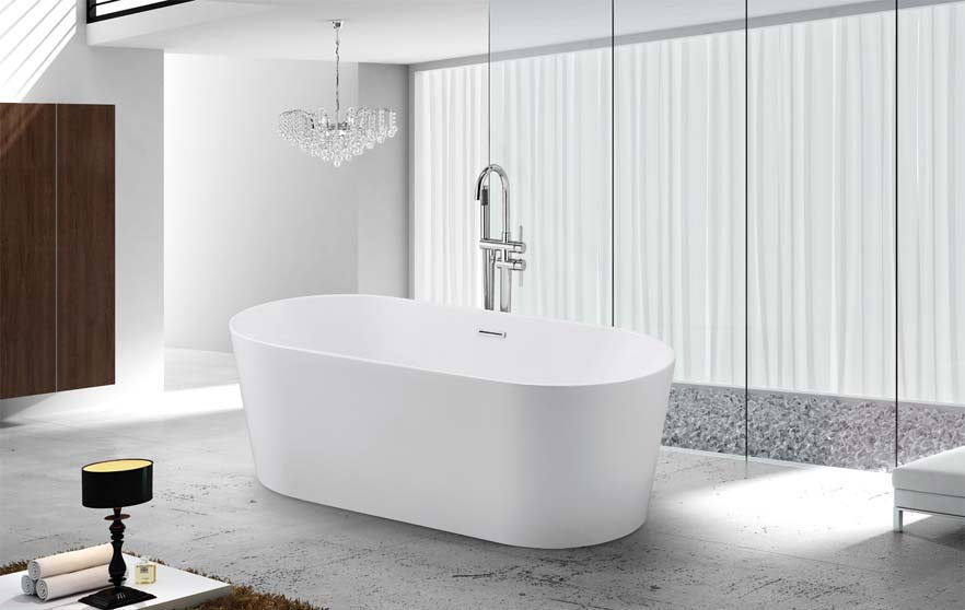 Aquaflo Harmony 67-Inch Freestanding Bathtub - Modern Soaking Tub for Luxury Bathroom & Spa Relaxation at Home