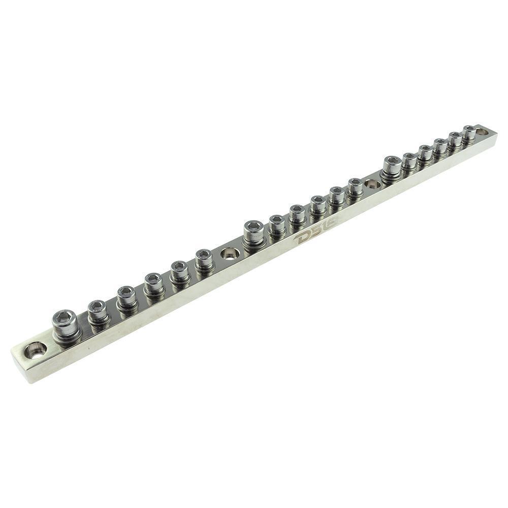 Heavy Duty Chrome Plated Copper Distribution Bar Block - 3x 1/0 GA & 15x 2/0 GA Screw Terminal - 20
